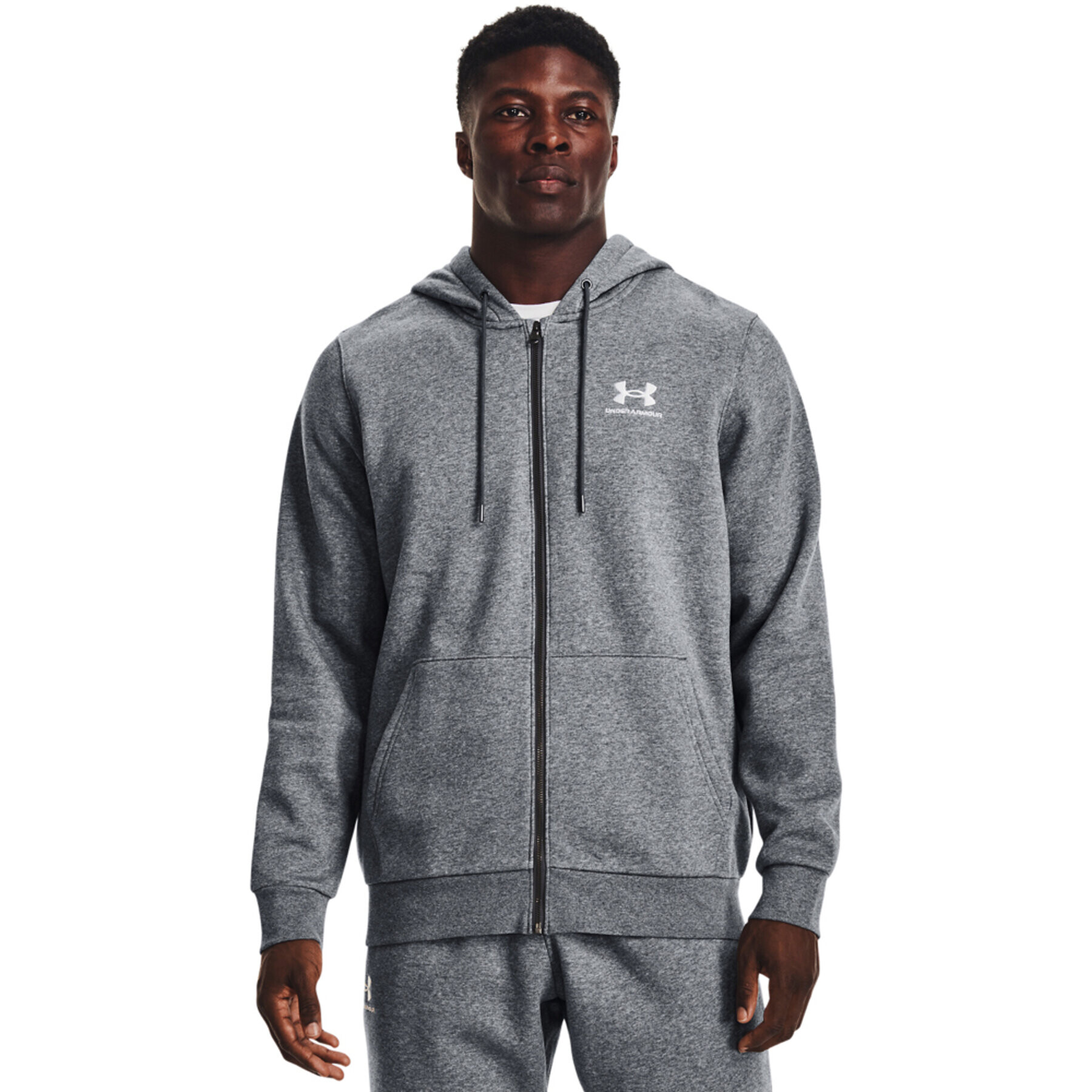 Under Armour Суитшърт UA Essential Fleece FZ Hood 1373881 Сив Regular Fit - Pepit.bg