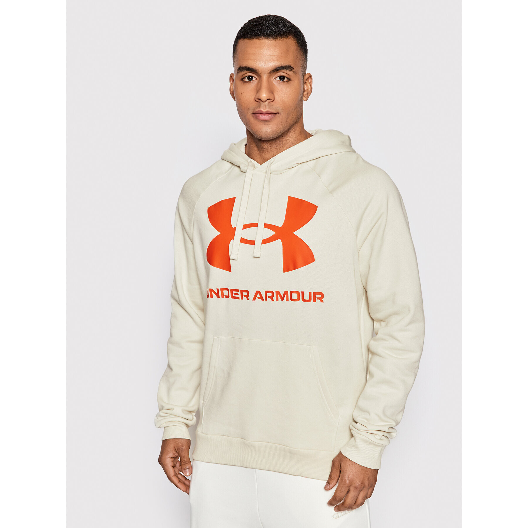 Under Armour Суитшърт Ua Rival Fleece Big Logo 1357093 Бежов Loose Fit - Pepit.bg