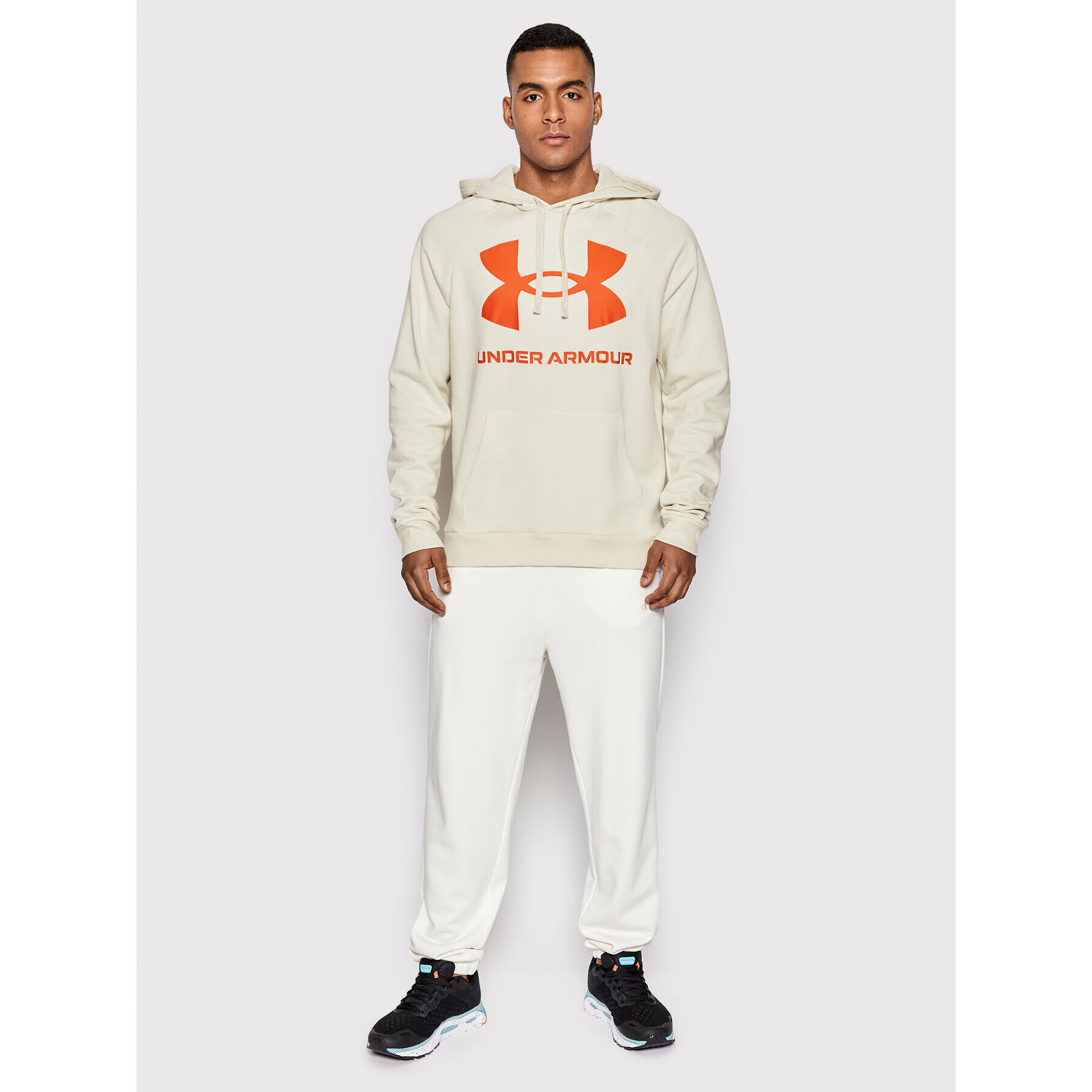 Under Armour Суитшърт Ua Rival Fleece Big Logo 1357093 Бежов Loose Fit - Pepit.bg