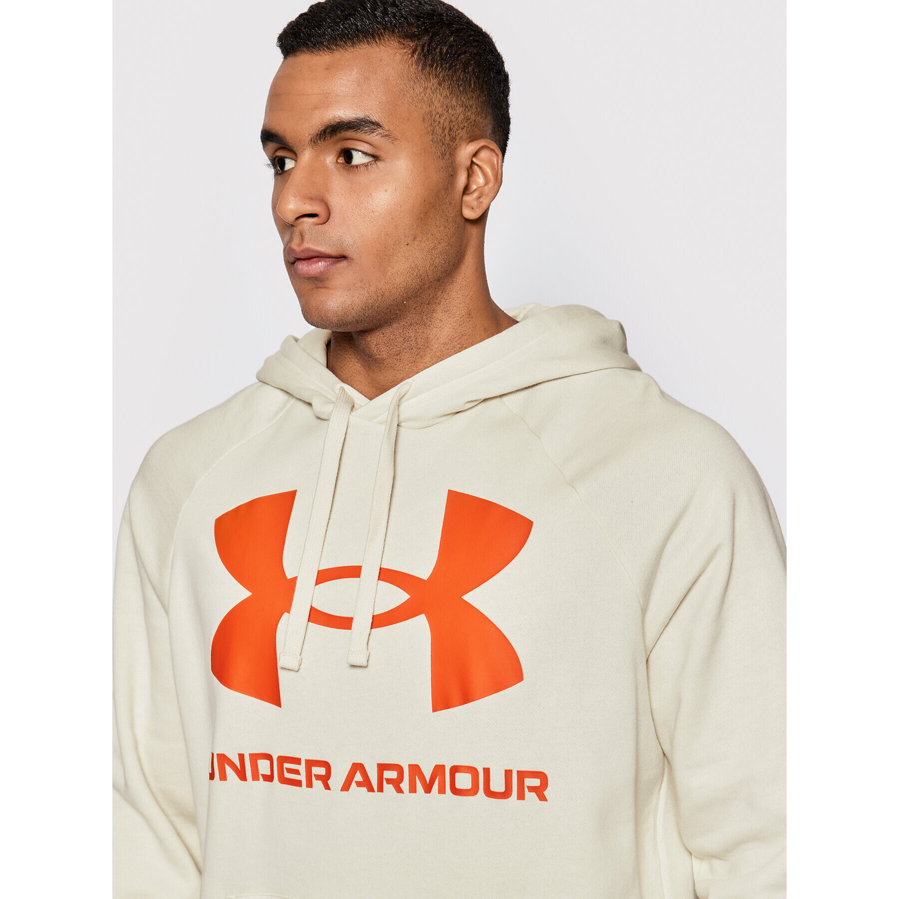 Under Armour Суитшърт Ua Rival Fleece Big Logo 1357093 Бежов Loose Fit - Pepit.bg