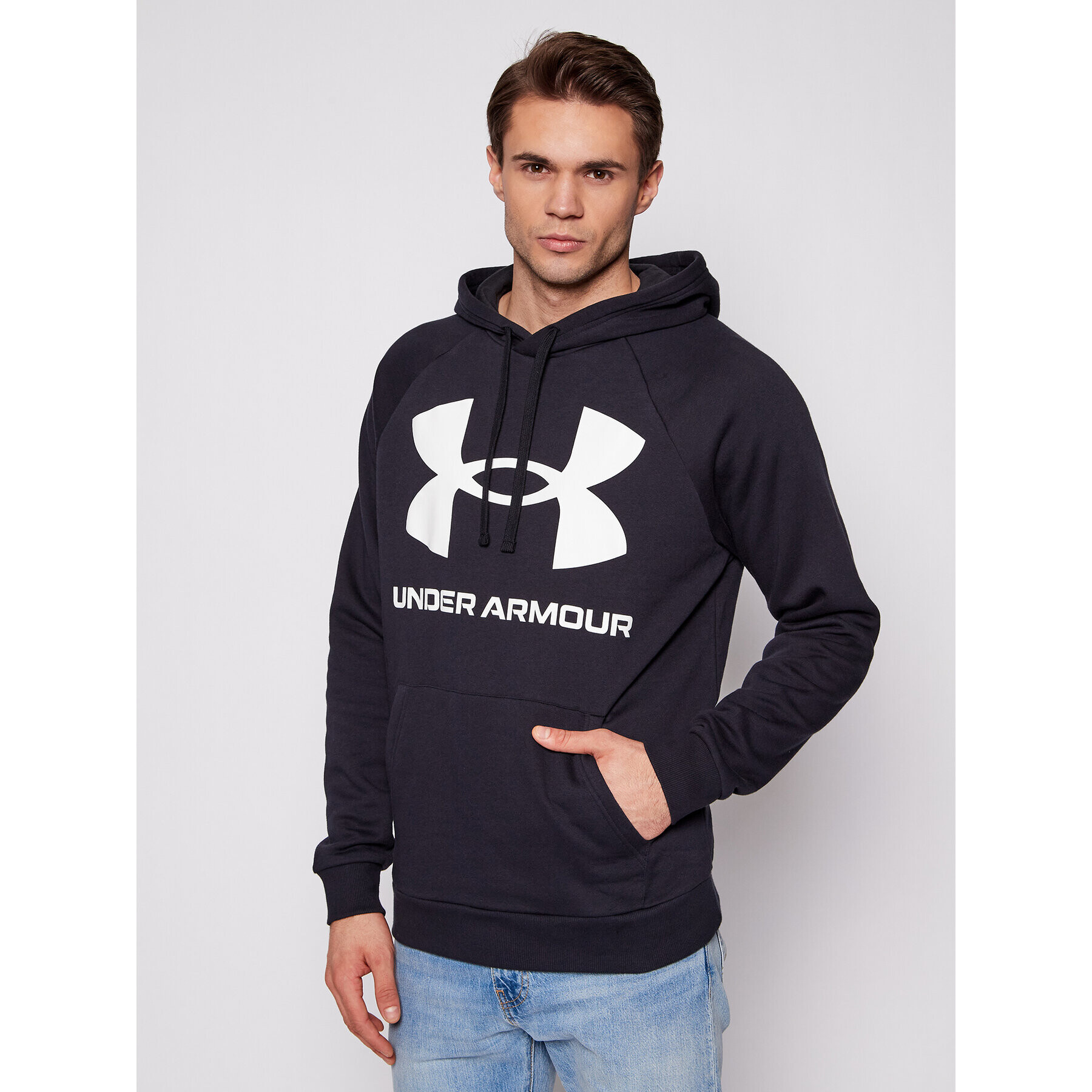 Under Armour Суитшърт Ua Rival Fleece Big Logo 1357093 Черен Loose Fit - Pepit.bg