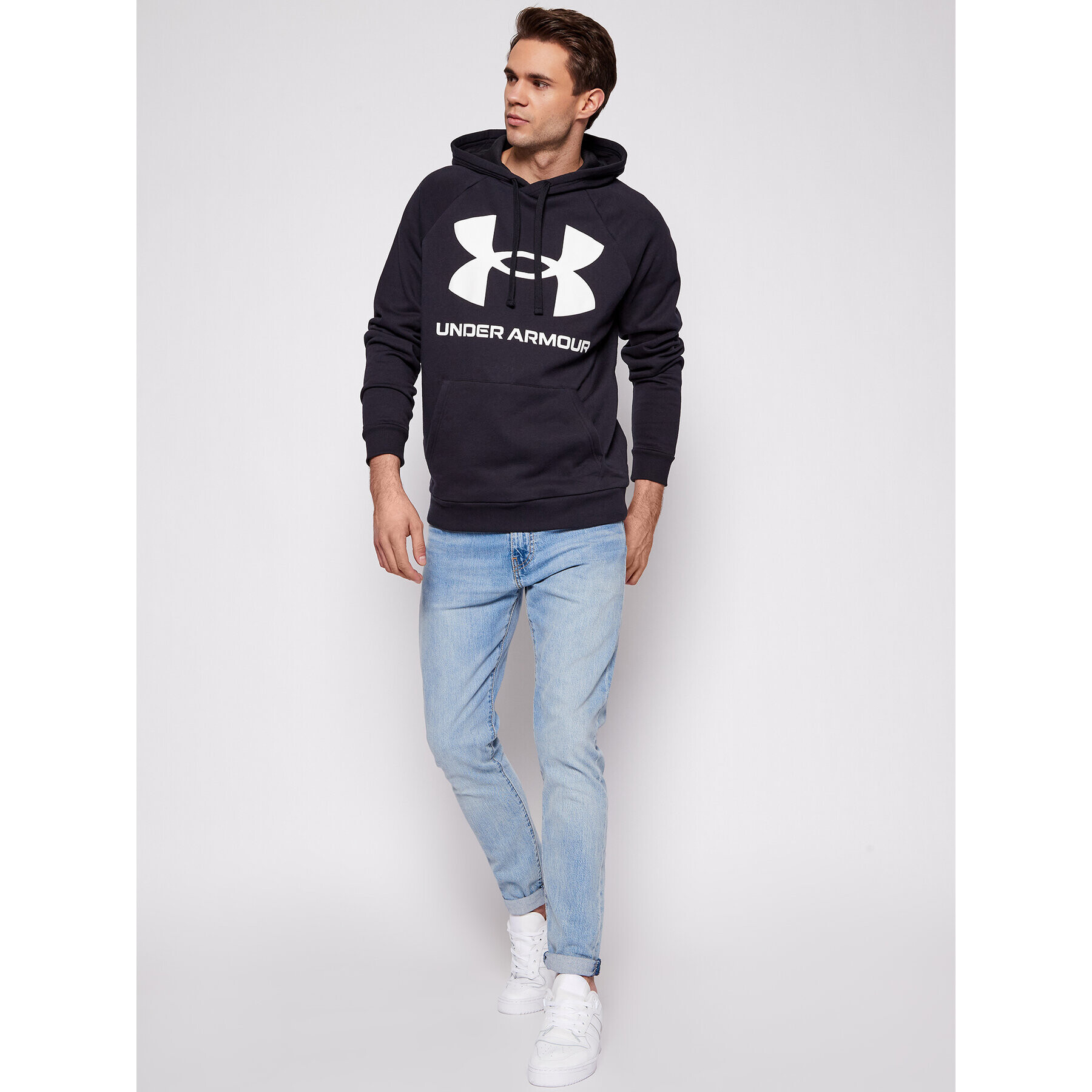 Under Armour Суитшърт Ua Rival Fleece Big Logo 1357093 Черен Loose Fit - Pepit.bg