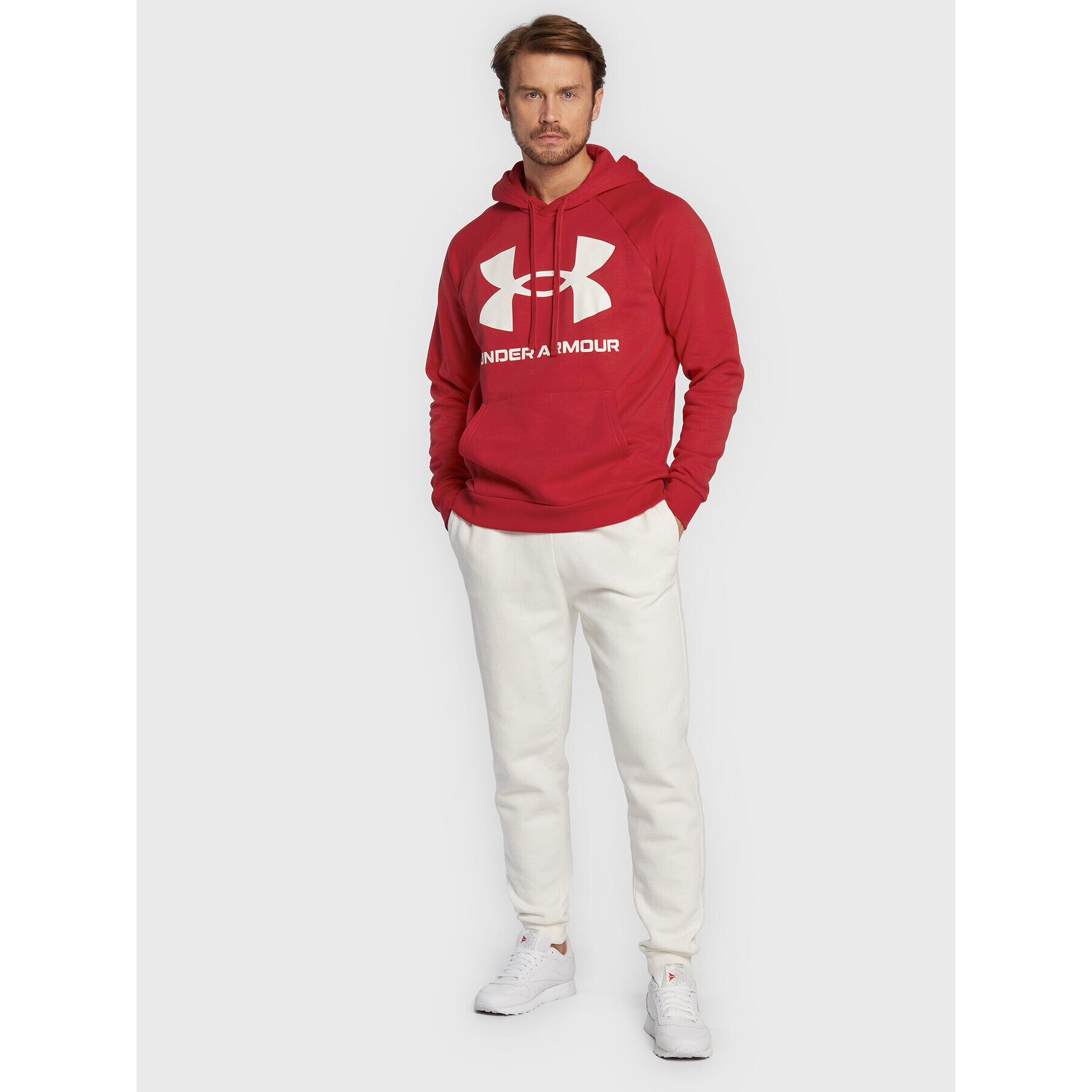 Under Armour Суитшърт Ua Rival Fleece Big Logo 1357093 Червен Loose Fit - Pepit.bg