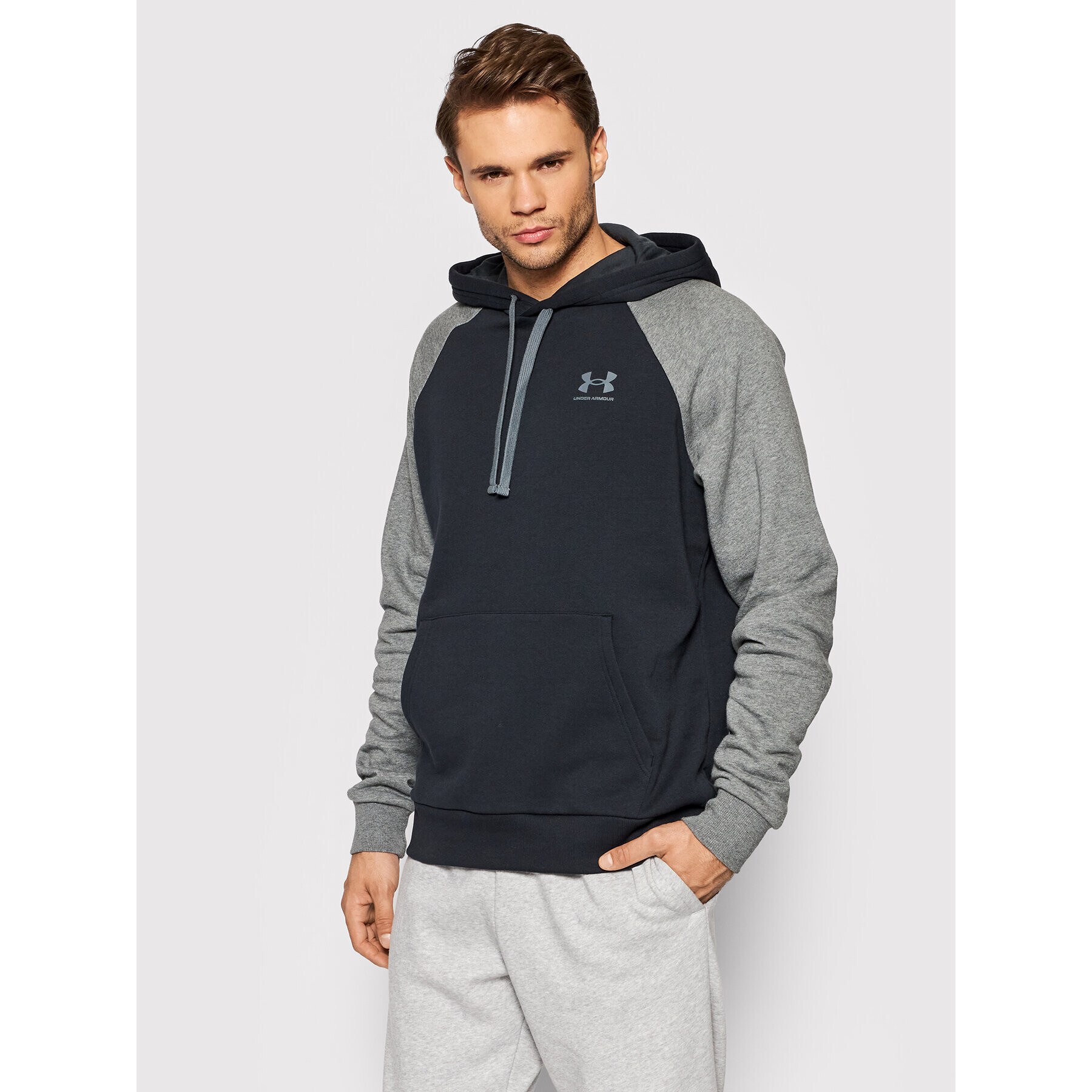 Under Armour Суитшърт Ua Rival Fleece Colorblock 1366357 Черен Loose Fit - Pepit.bg