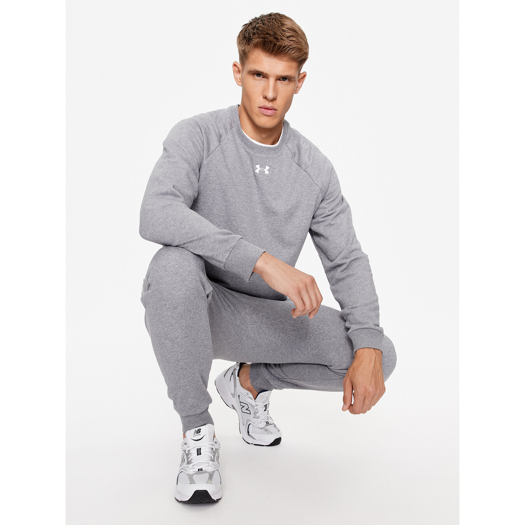 Under Armour Суитшърт Ua Rival Fleece Crew 1379755 Сив Loose Fit - Pepit.bg