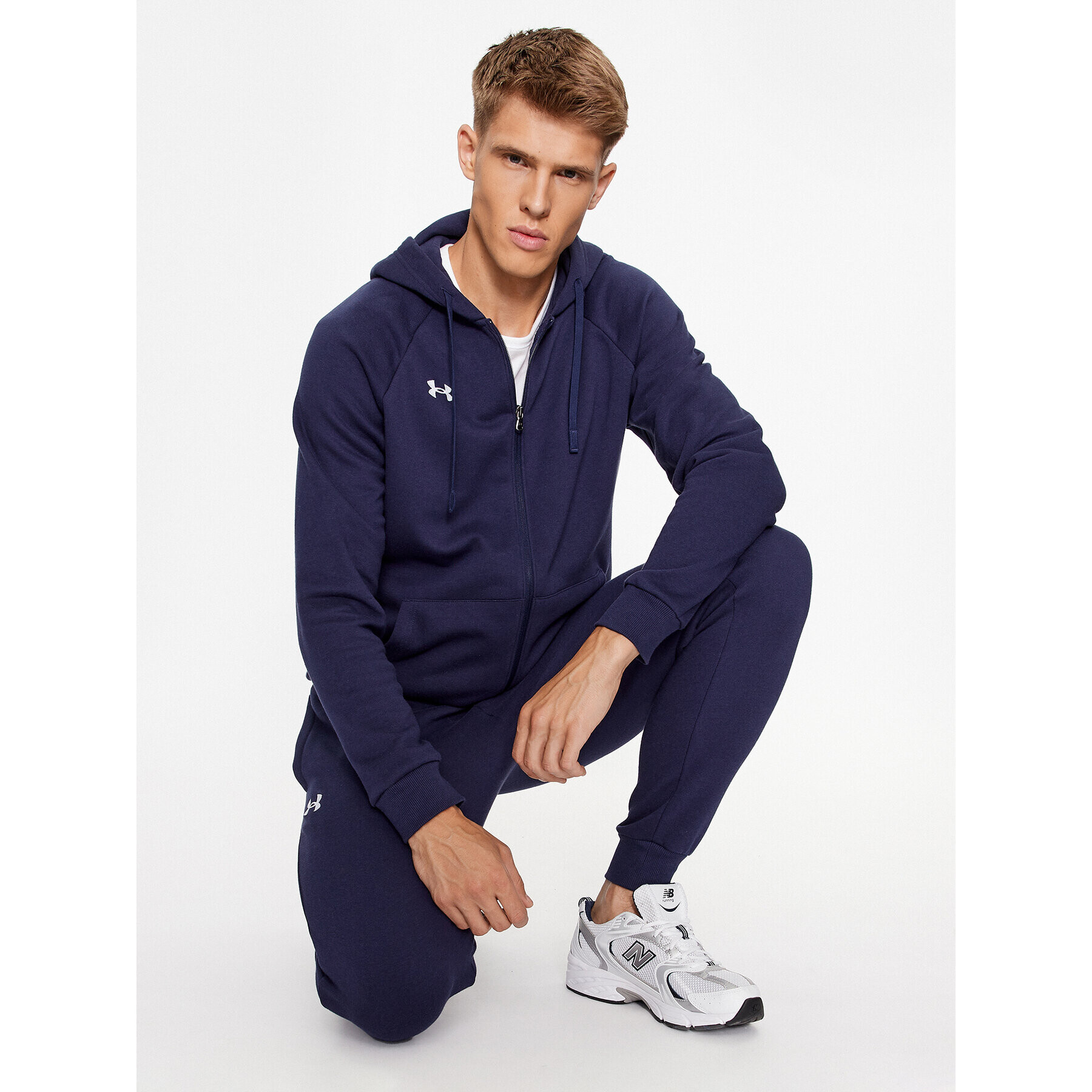 Under Armour Суитшърт Ua Rival Fleece Fz Hoodie 1379767 Тъмносин Loose Fit - Pepit.bg