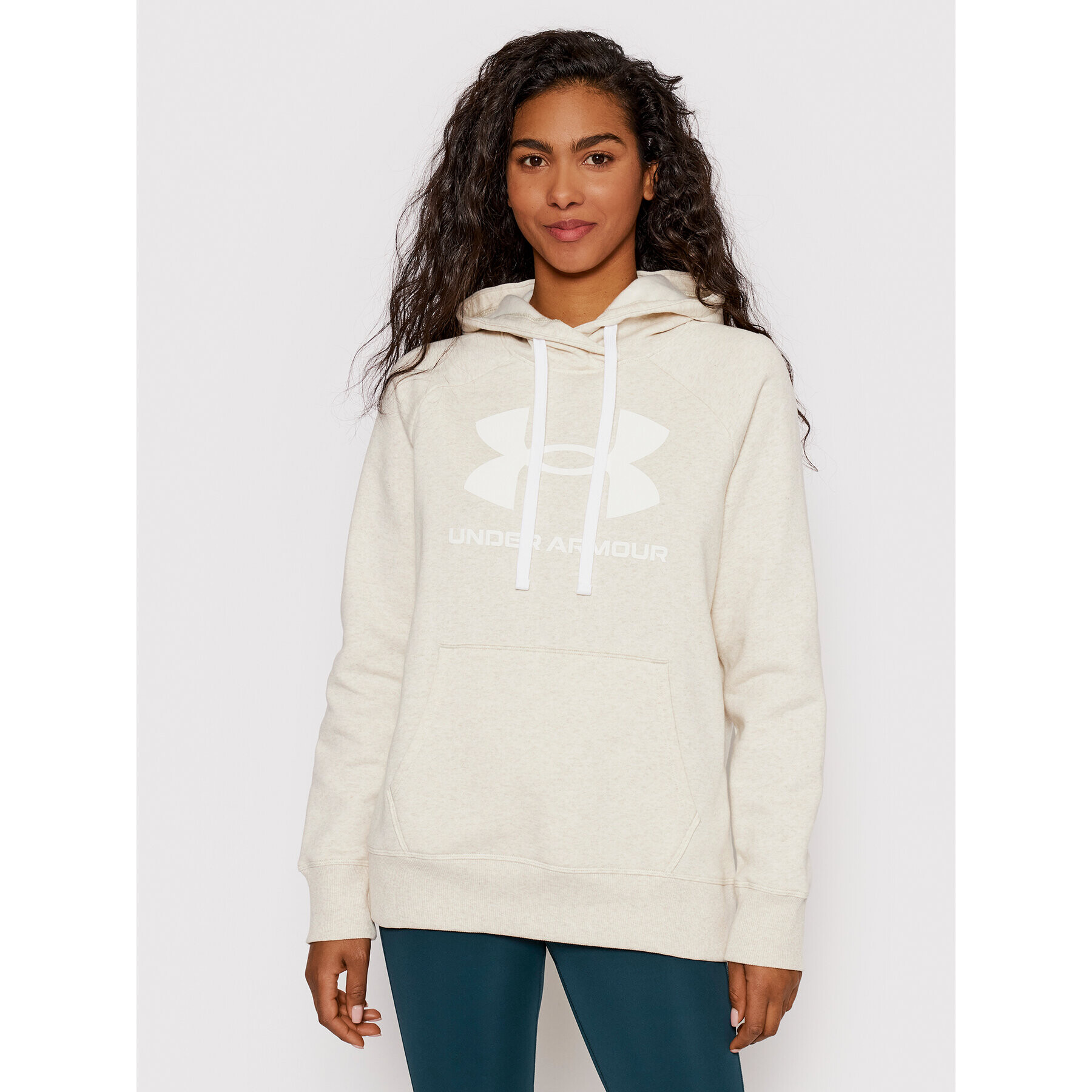 Under Armour Суитшърт Ua Rival Fleece Logo 1356318 Бежов Loose Fit - Pepit.bg