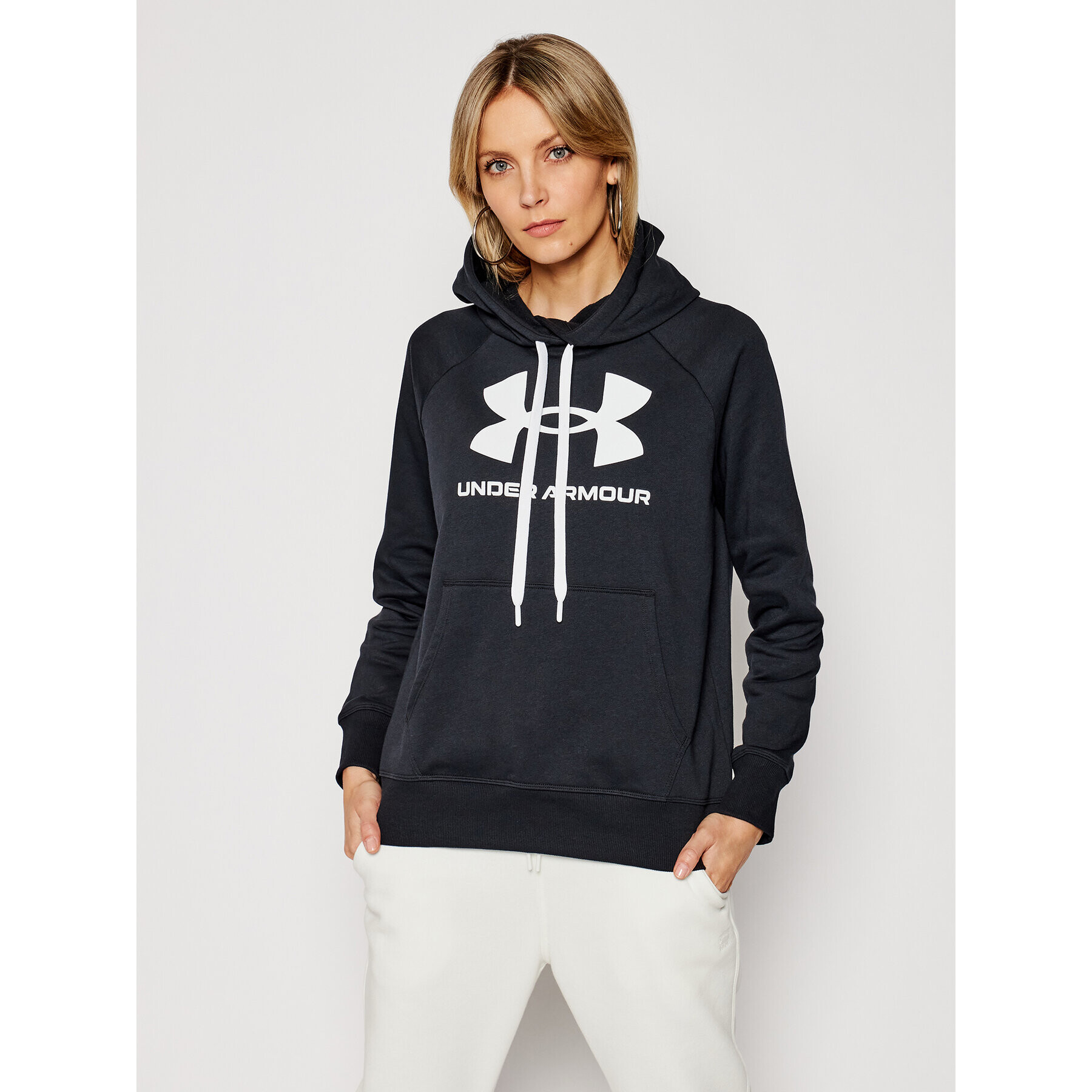 Under Armour Суитшърт Ua Rival Fleece Logo 1356318 Черен Loose Fit - Pepit.bg