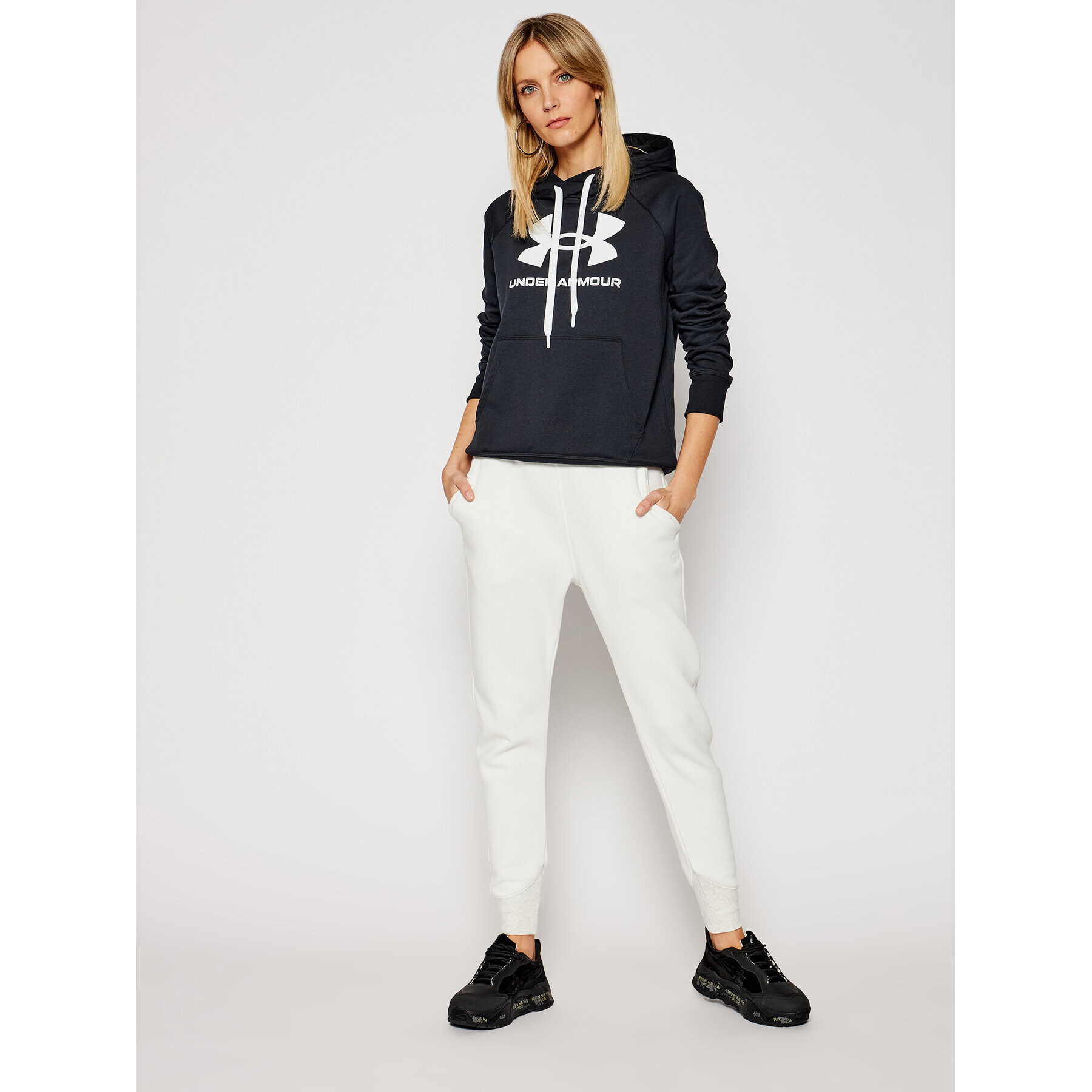 Under Armour Суитшърт Ua Rival Fleece Logo 1356318 Черен Loose Fit - Pepit.bg