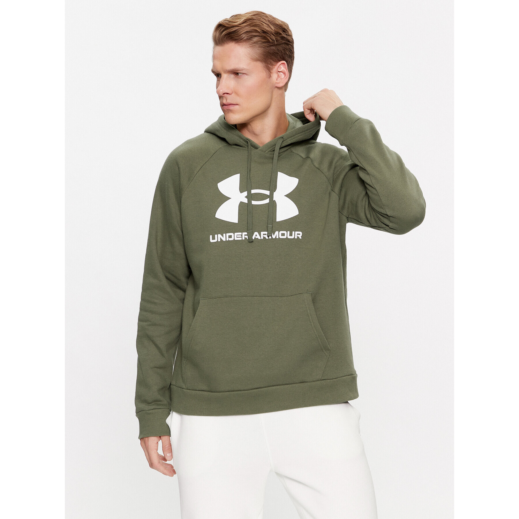 Under Armour Суитшърт Ua Rival Fleece Logo Hd 1379758 Каки Loose Fit - Pepit.bg