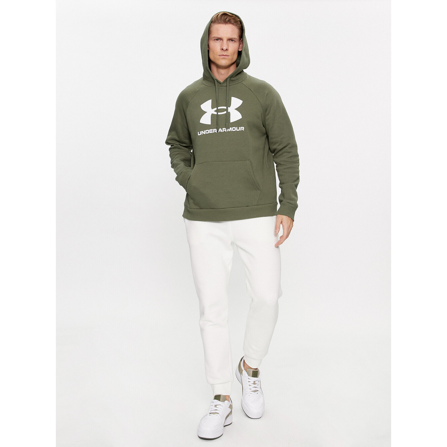 Under Armour Суитшърт Ua Rival Fleece Logo Hd 1379758 Каки Loose Fit - Pepit.bg