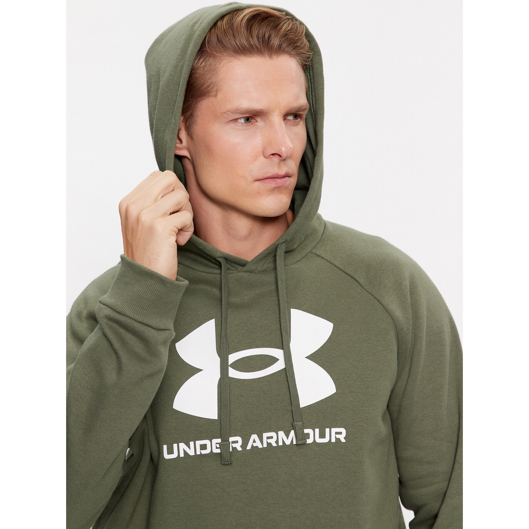 Under Armour Суитшърт Ua Rival Fleece Logo Hd 1379758 Каки Loose Fit - Pepit.bg