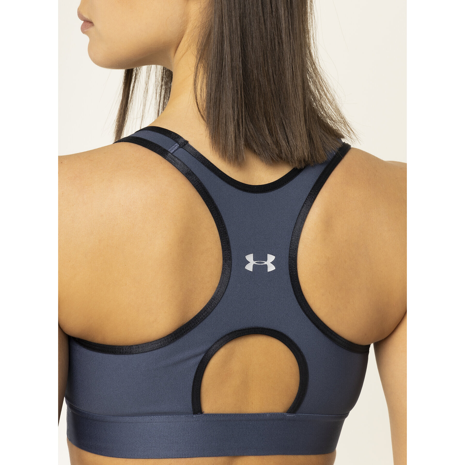 Under Armour Сутиен-топ Mid Keyhole Graphic Sports Bra 1344333 Тъмносин - Pepit.bg