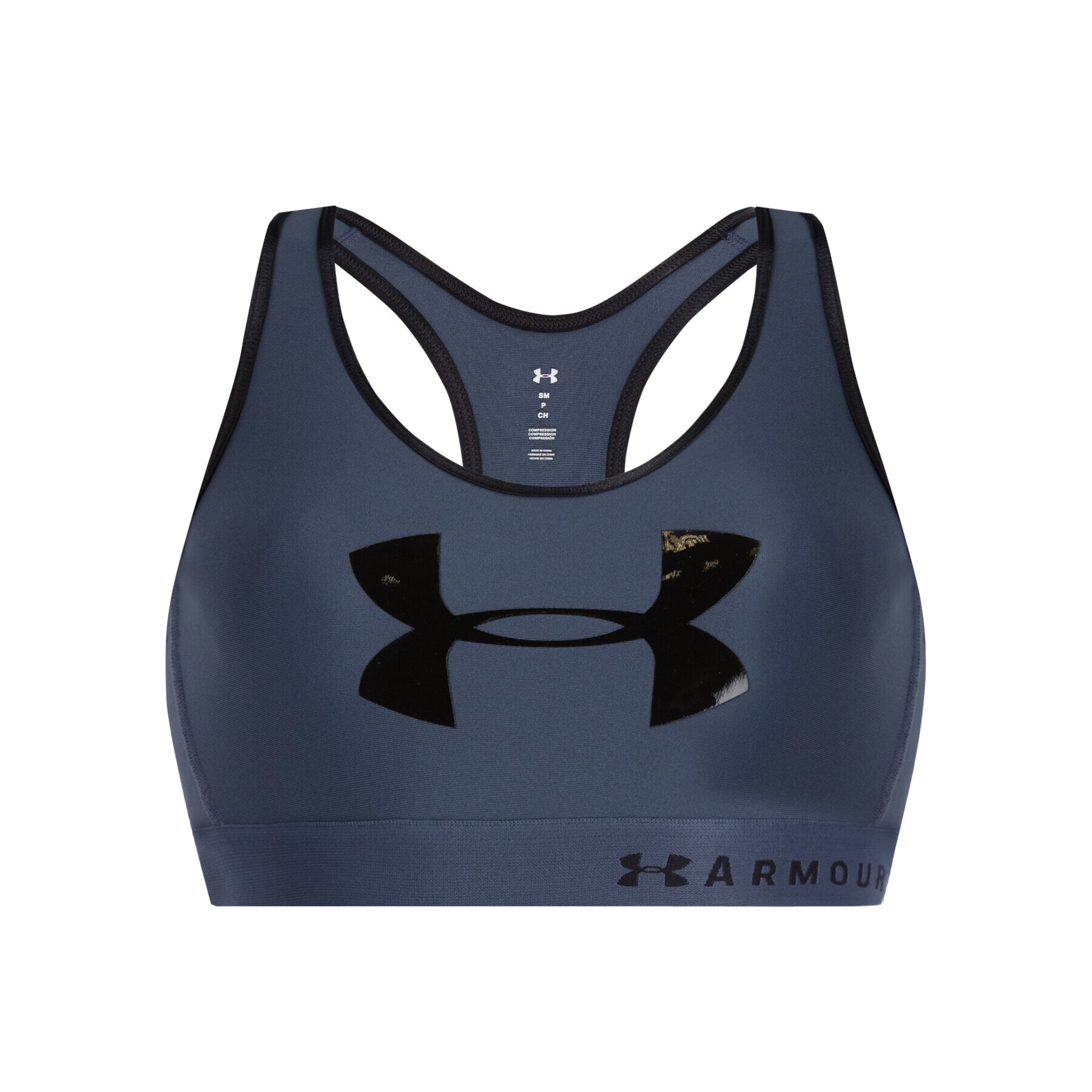 Under Armour Сутиен-топ Mid Keyhole Graphic Sports Bra 1344333 Тъмносин - Pepit.bg