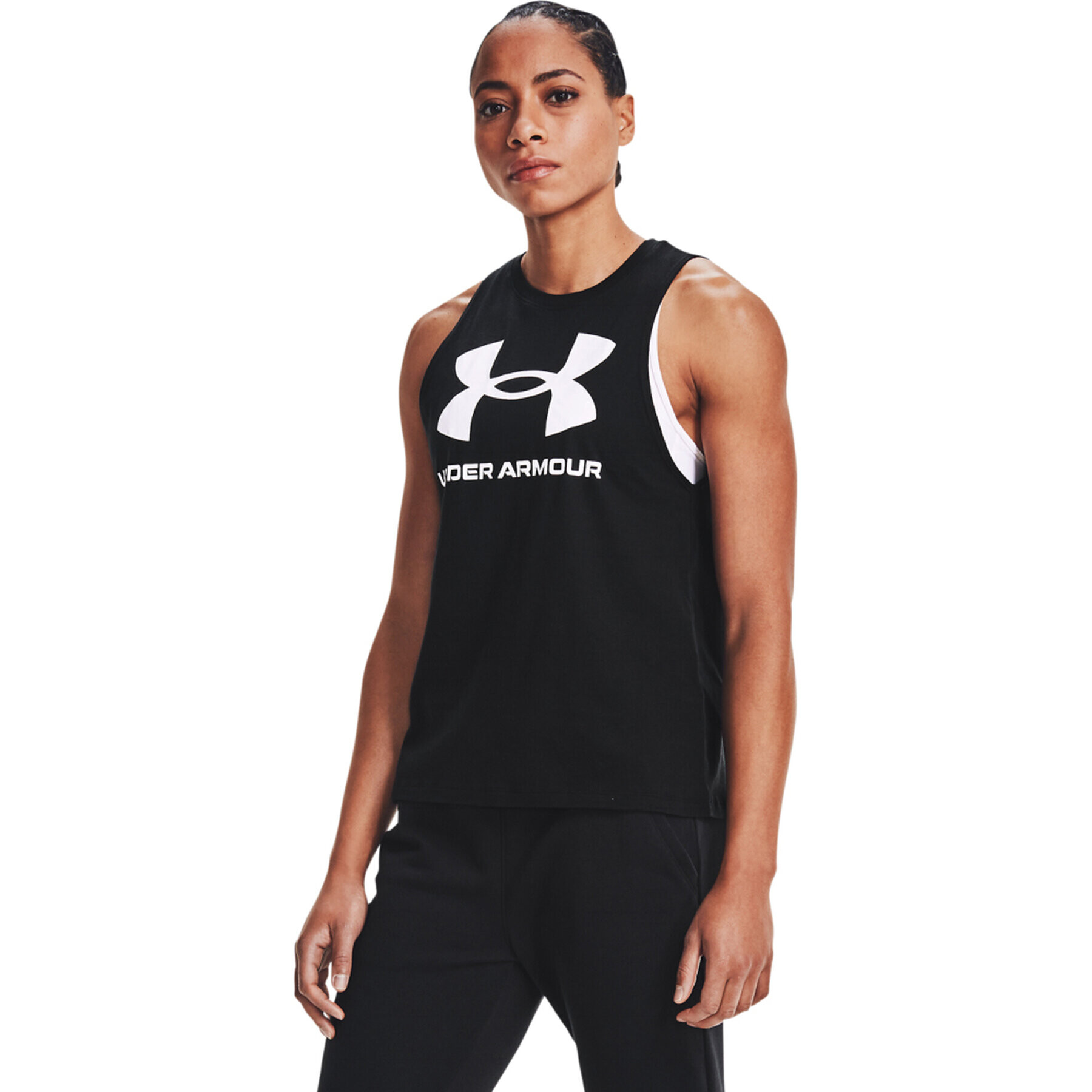 Under Armour Тениска от техническо трико Live Sportstyle Graphic Tank 1356297 Черен Regular Fit - Pepit.bg