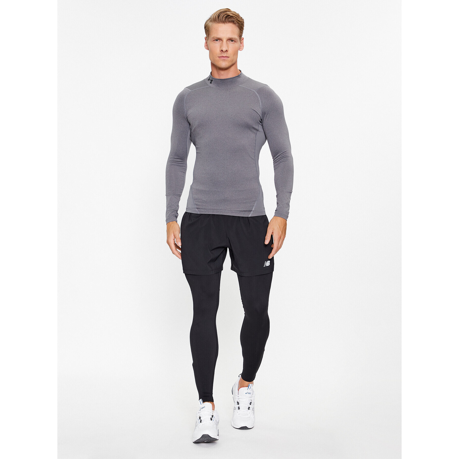 Under Armour Тишърт Ua Hg Armour Comp Mock Ls 1369606 Сив Compression Fit - Pepit.bg