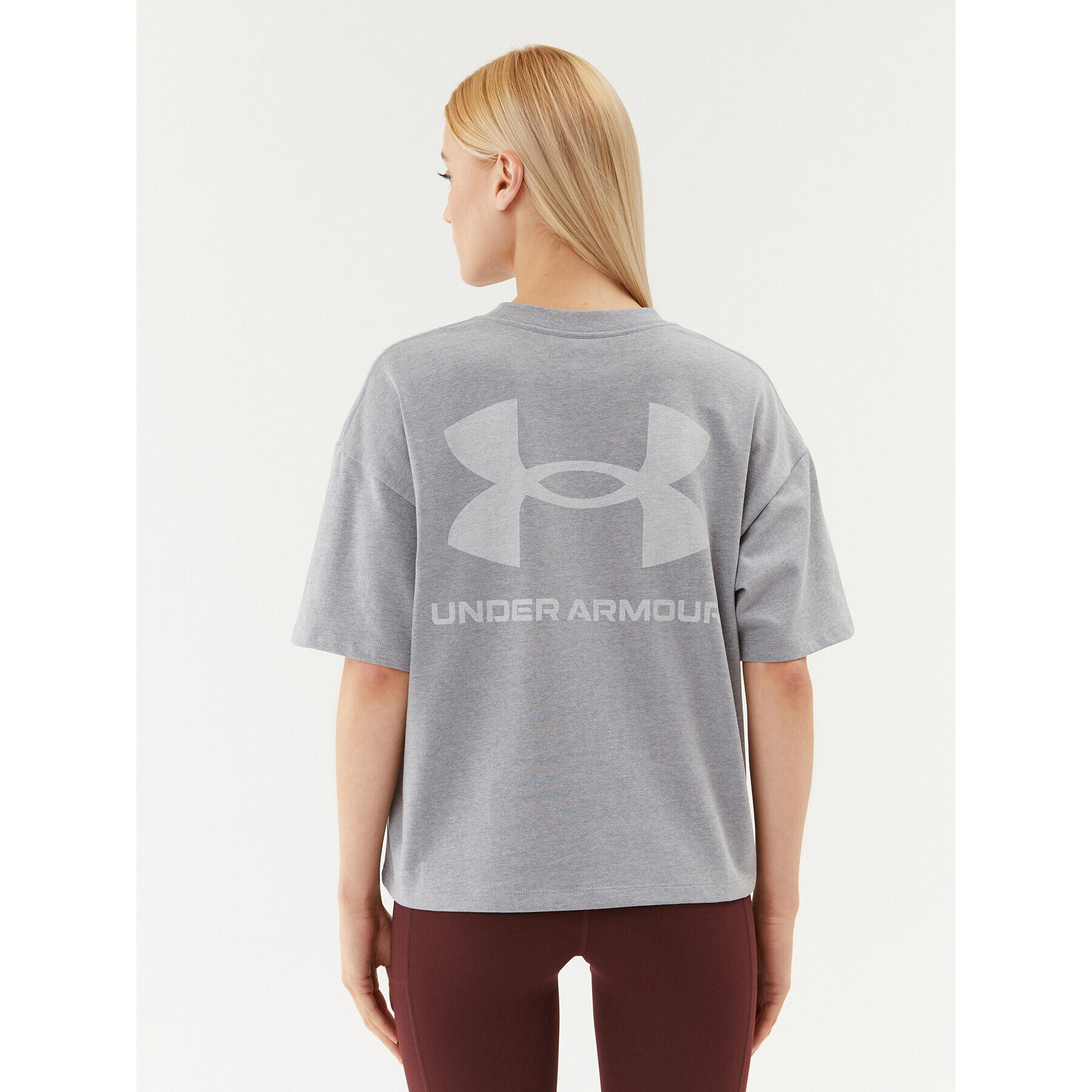 Under Armour Тишърт Ua W Logo Lc Oversized Hw Ss 1379948 Сив Loose Fit - Pepit.bg