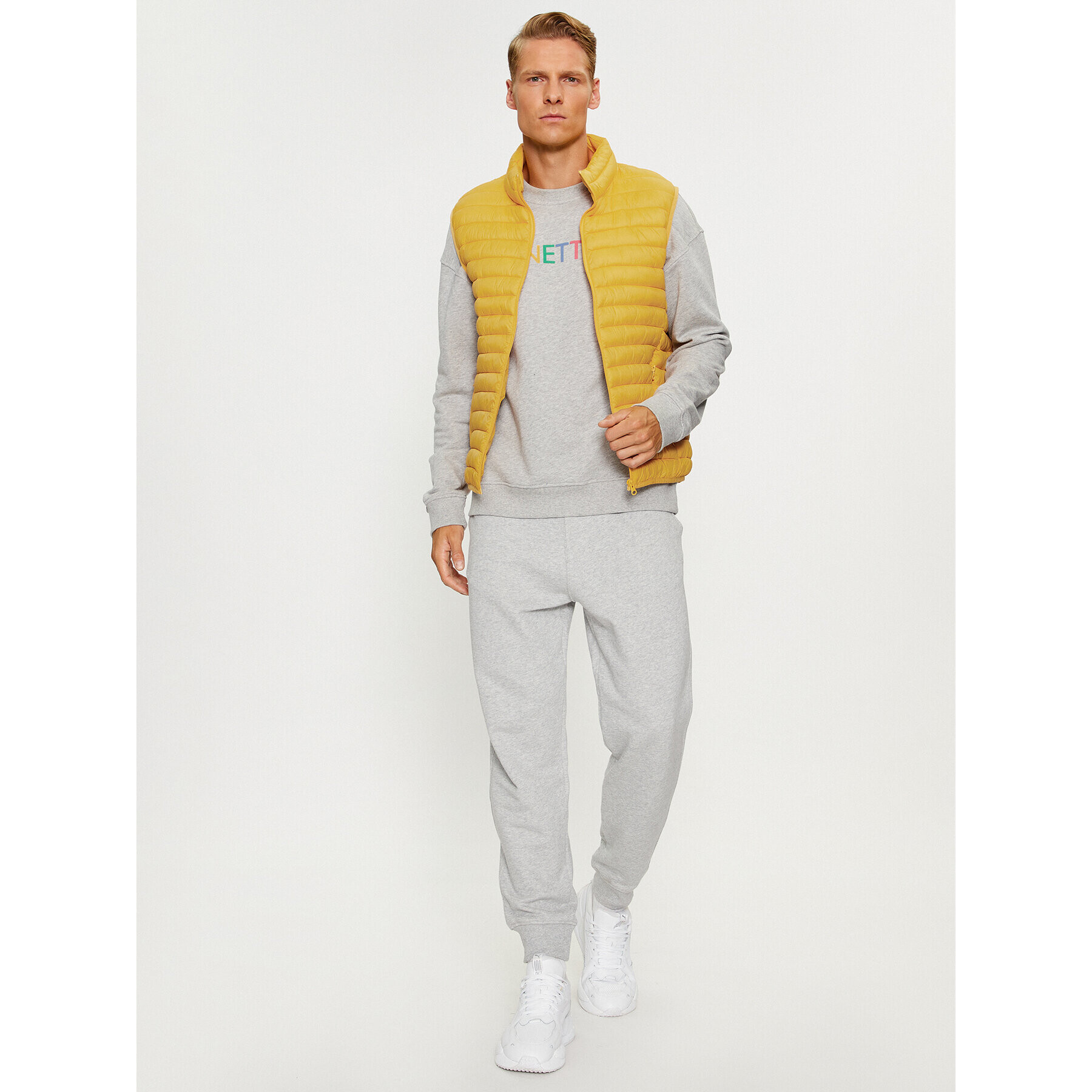 United Colors Of Benetton Елек 2BA2UJ005 Жълт Slim Fit - Pepit.bg