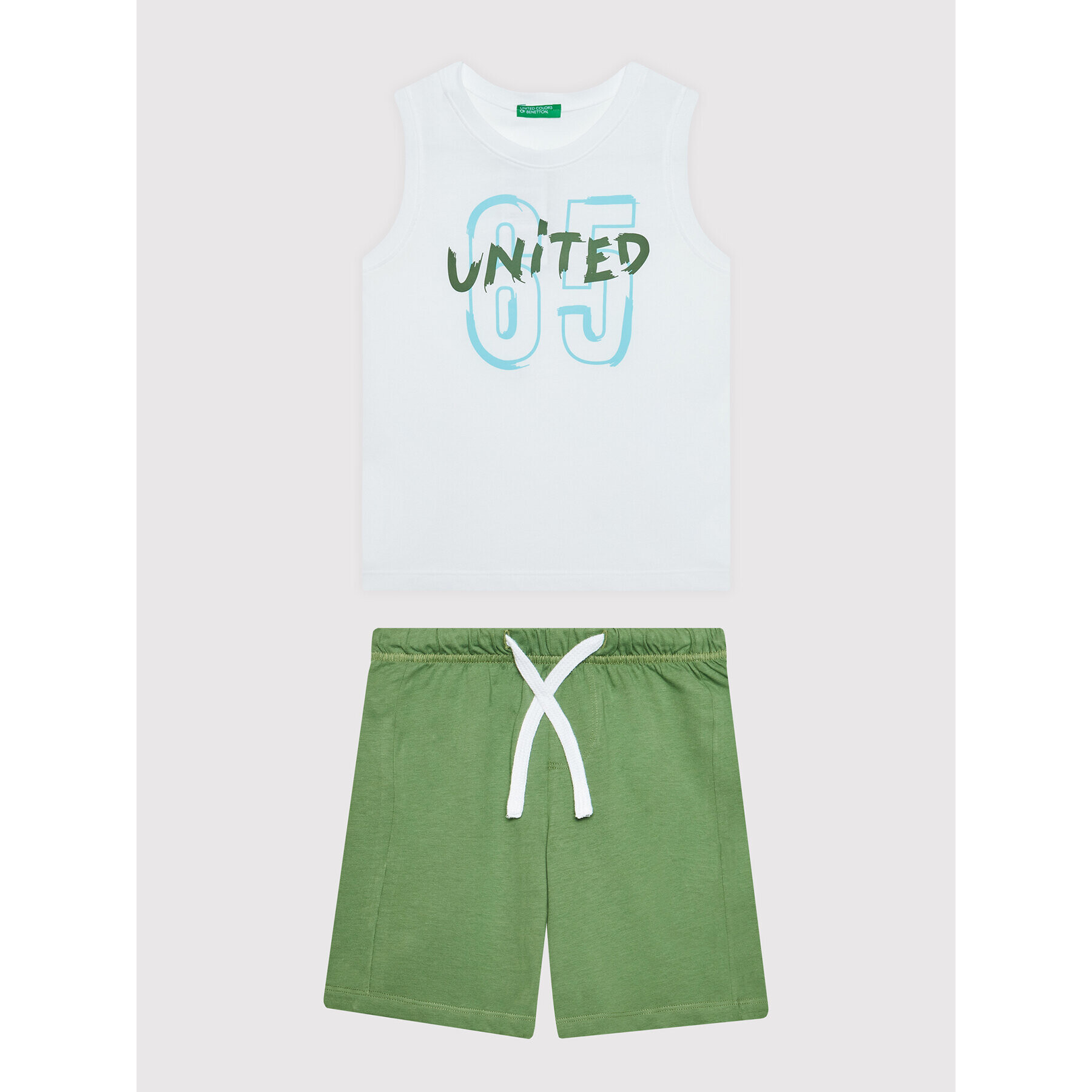 United Colors Of Benetton Комплект топ и панталонки 3096CK001 Бял Regular Fit - Pepit.bg