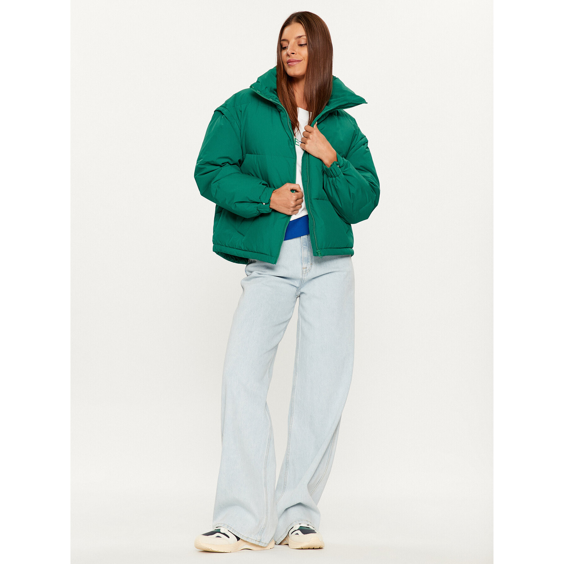 United Colors Of Benetton Пухено яке 2JF8DN02R Зелен Relaxed Fit - Pepit.bg