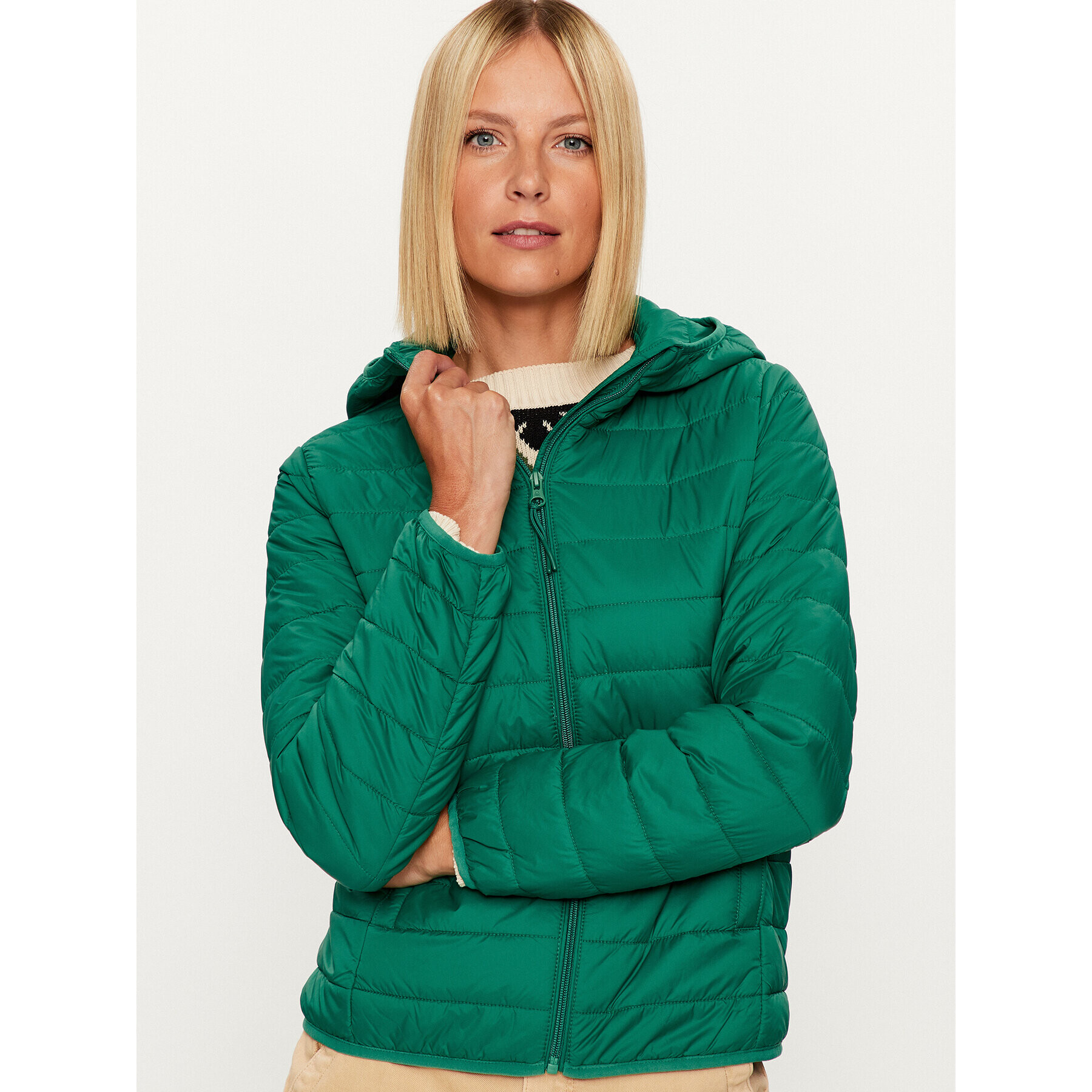 United Colors Of Benetton Пухено яке 2TWDDN024 Зелен Regular Fit - Pepit.bg