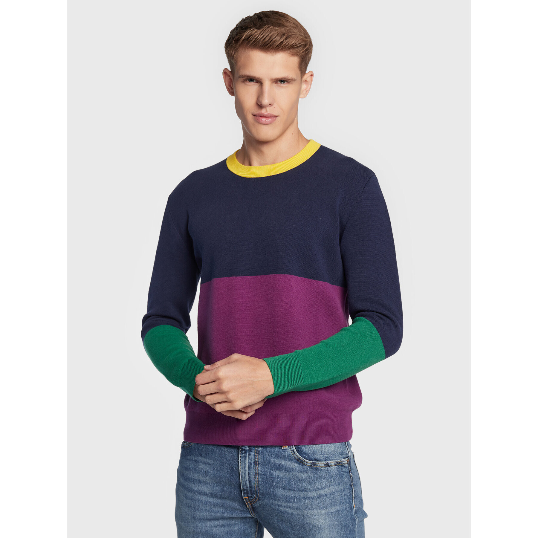 United Colors Of Benetton Пуловер 10CVK102C Тъмносин Regular Fit - Pepit.bg