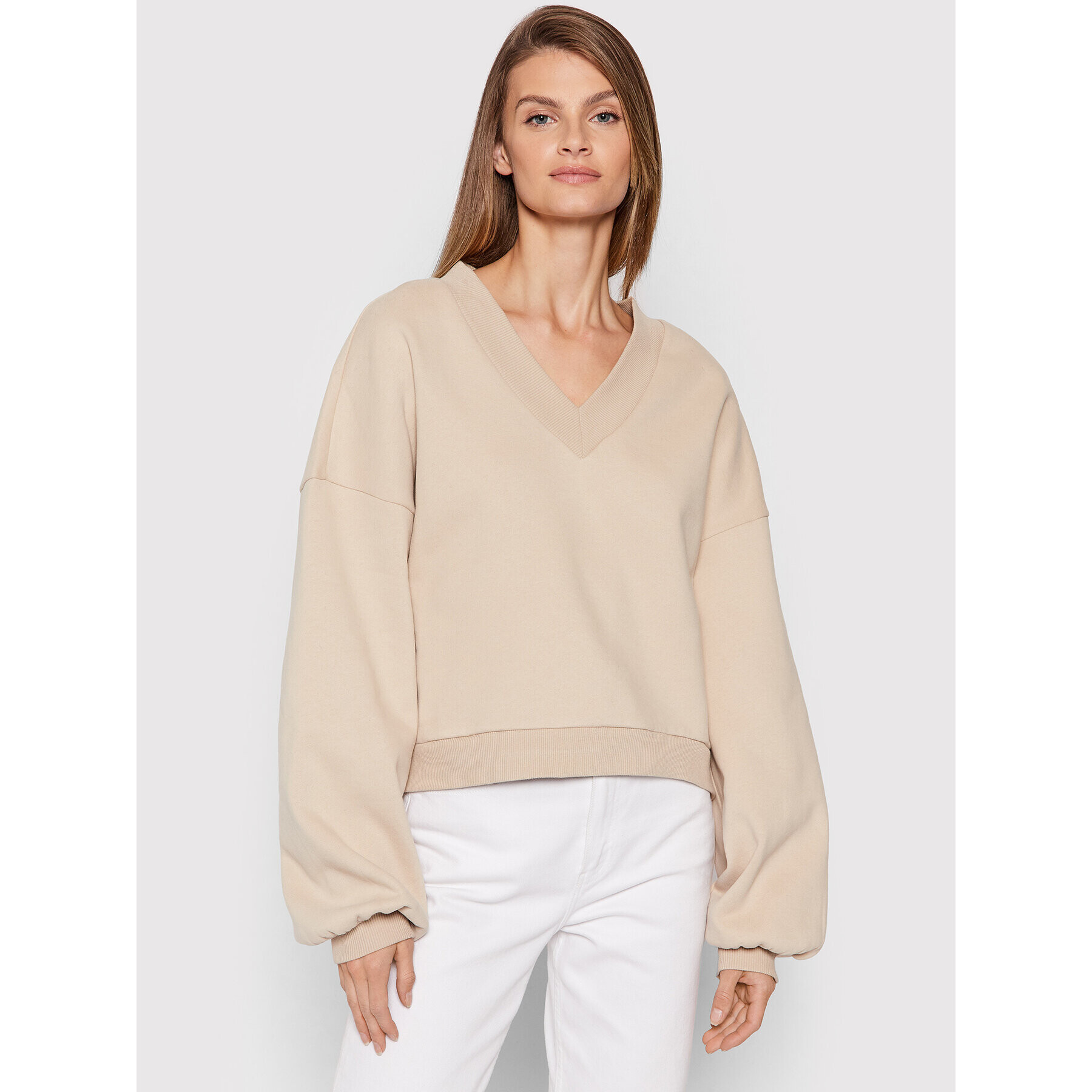 United Colors Of Benetton Суитшърт 3EB5D4005 Бежов Oversize - Pepit.bg