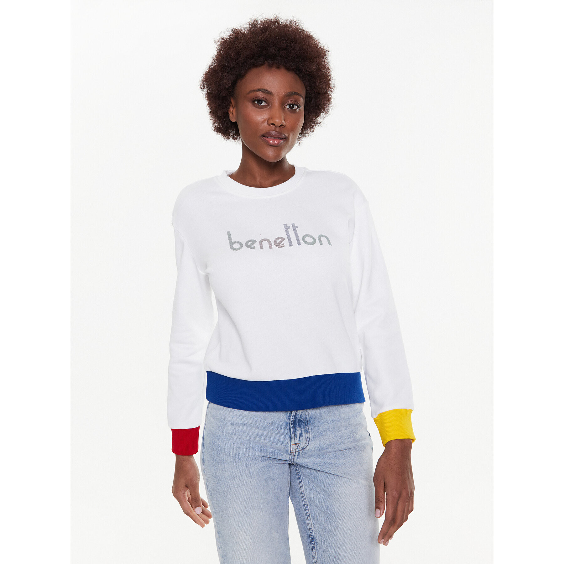 United Colors Of Benetton Суитшърт 3J68D103O Бял Regular Fit - Pepit.bg