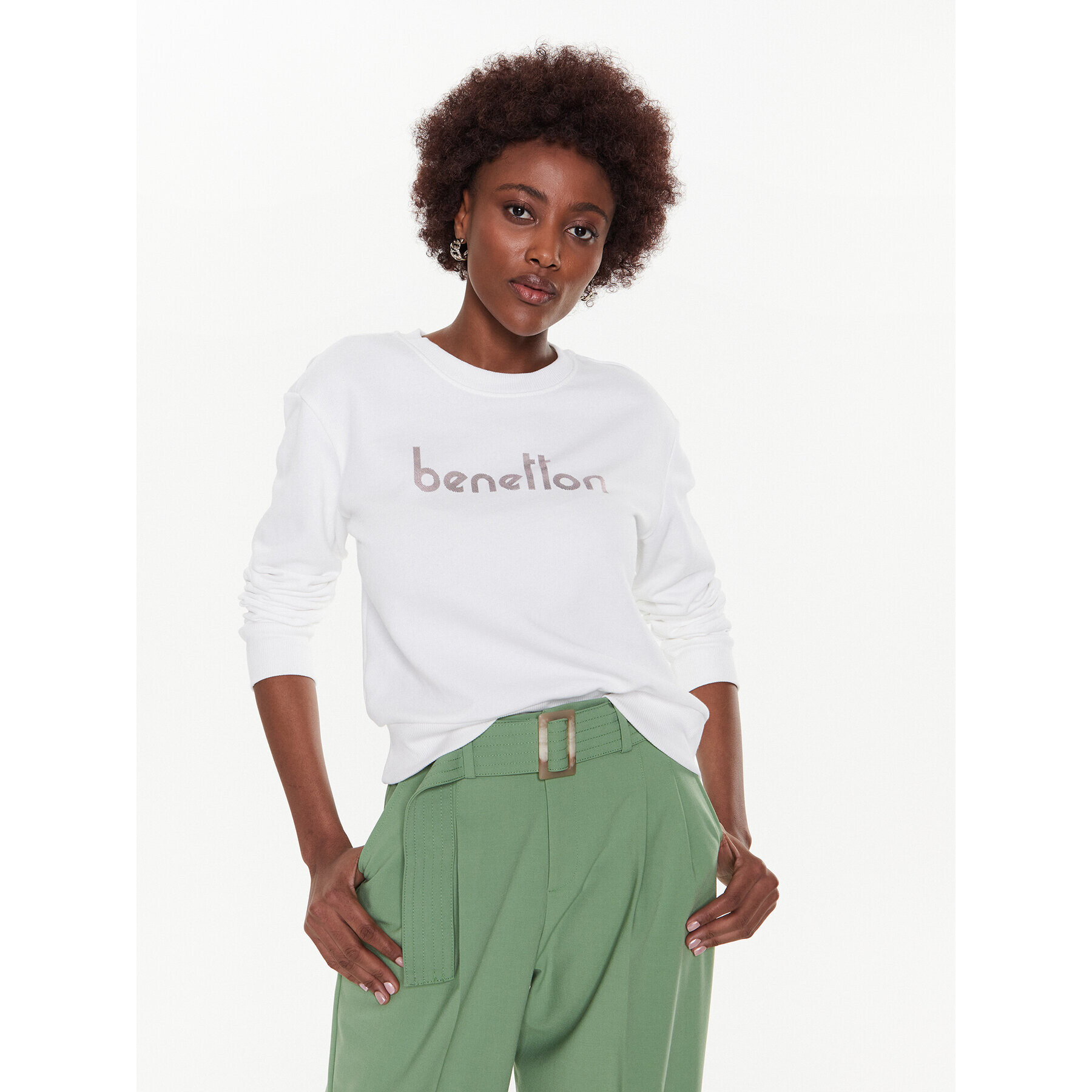 United Colors Of Benetton Суитшърт 3J68D103O Бял Regular Fit - Pepit.bg