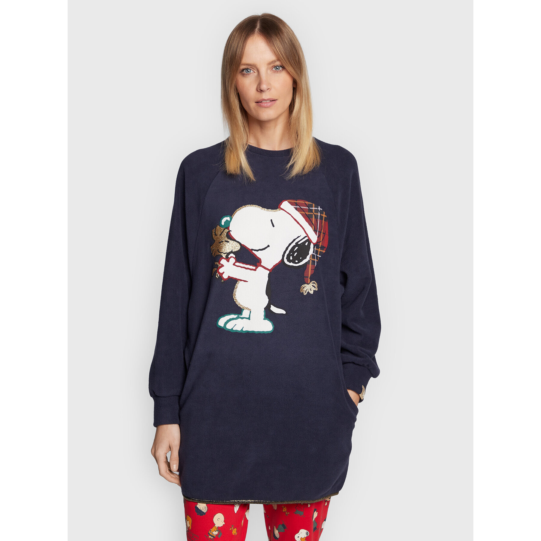 United Colors Of Benetton Суитшърт PEANUTS 3F7B3M02T Тъмносин Relaxed Fit - Pepit.bg