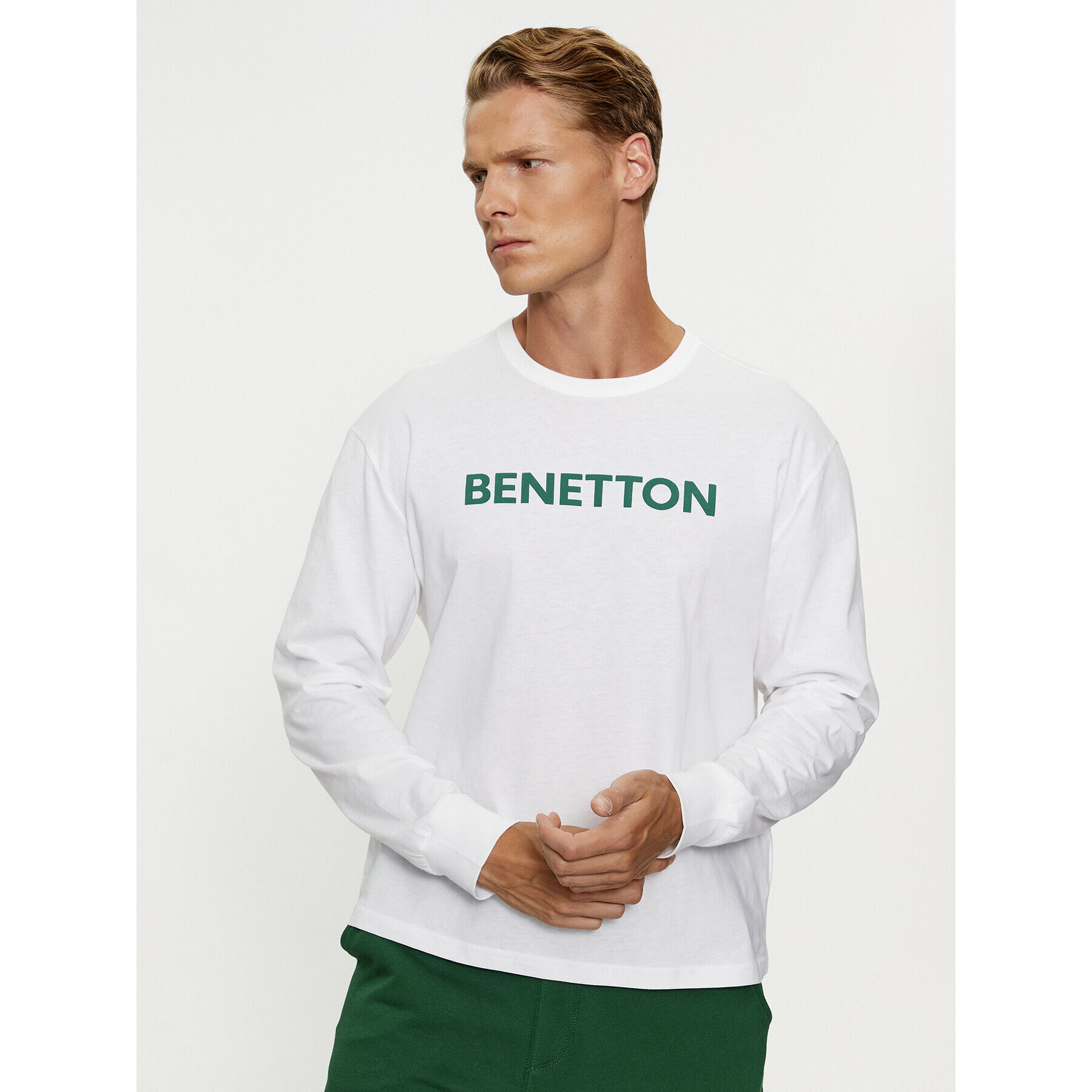 United Colors Of Benetton Тениска с дълъг ръкав 3I1XU1034 Бял Regular Fit - Pepit.bg