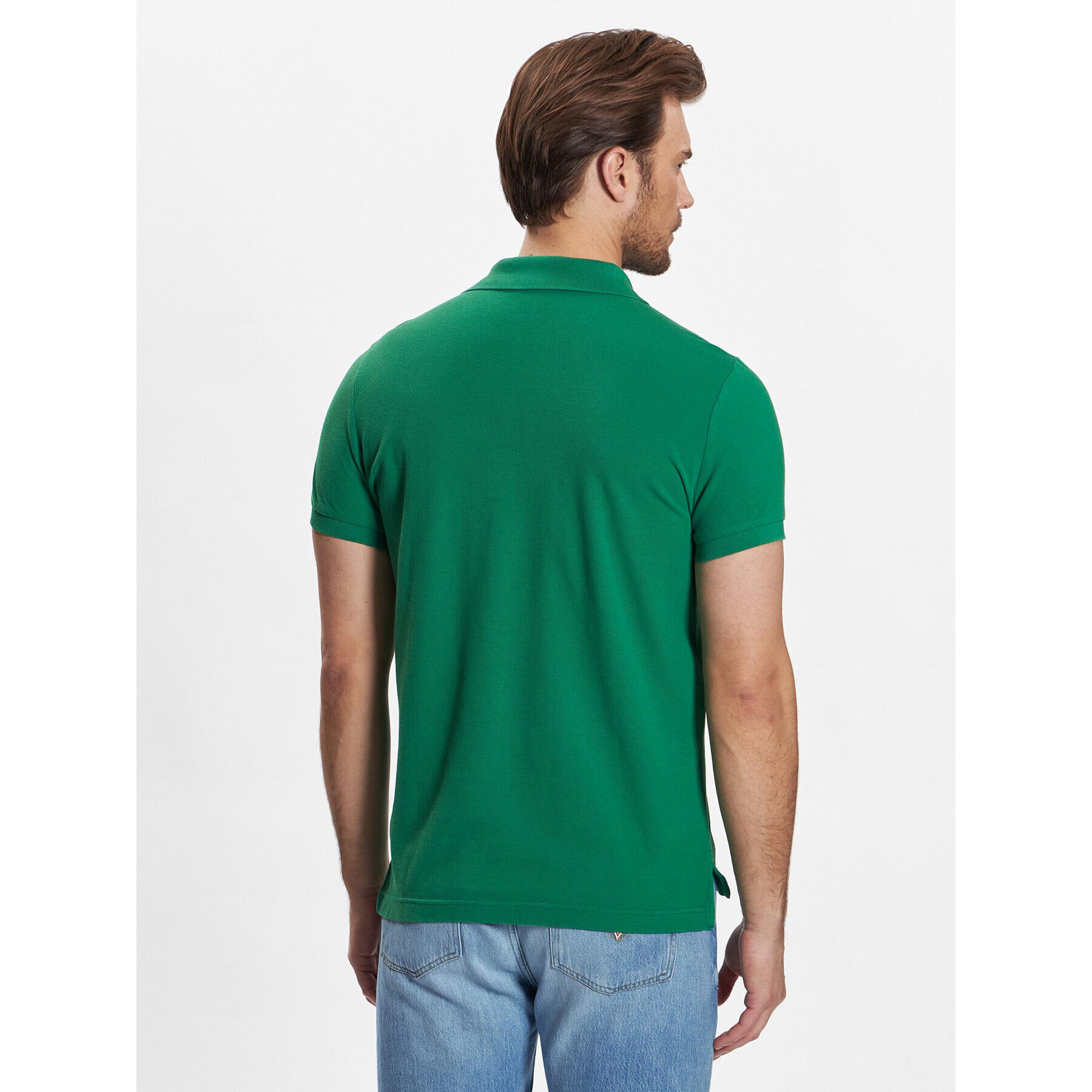 United Colors Of Benetton Тениска с яка и копчета 3089J3178 Зелен Slim Fit - Pepit.bg