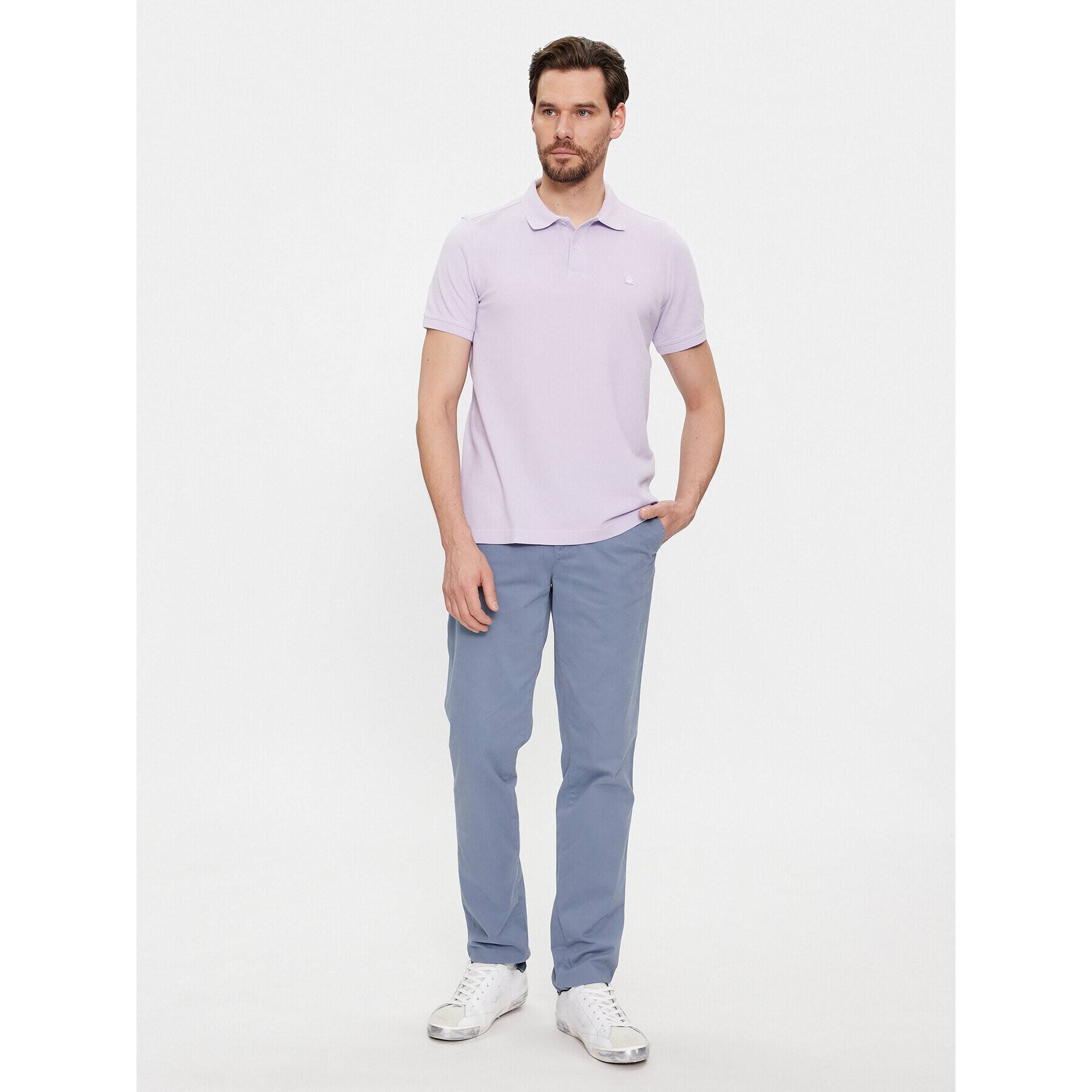 United Colors Of Benetton Тениска с яка и копчета 3089J3179 Виолетов Regular Fit - Pepit.bg