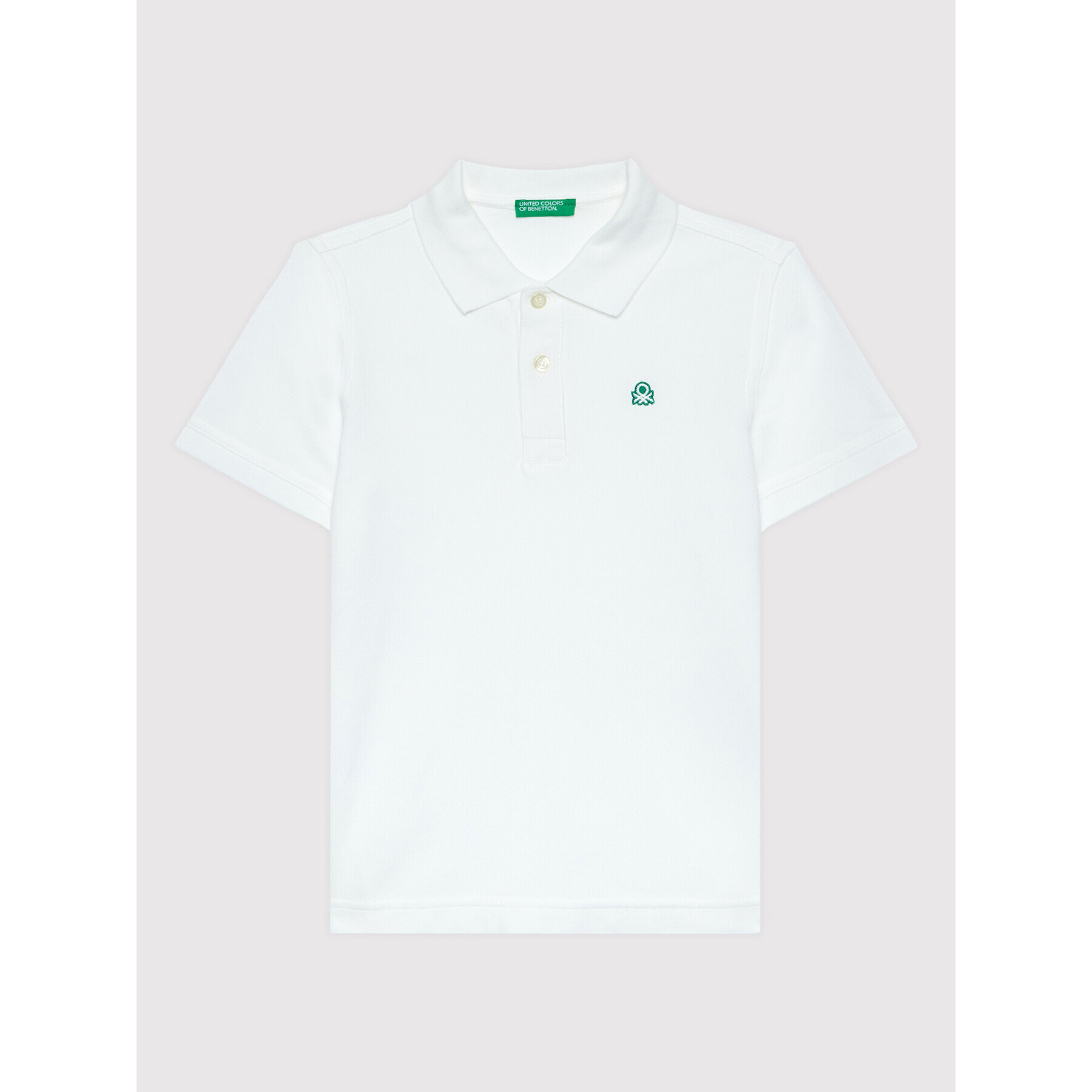 United Colors Of Benetton Тениска с яка и копчета 3089C300L Бял Regular Fit - Pepit.bg