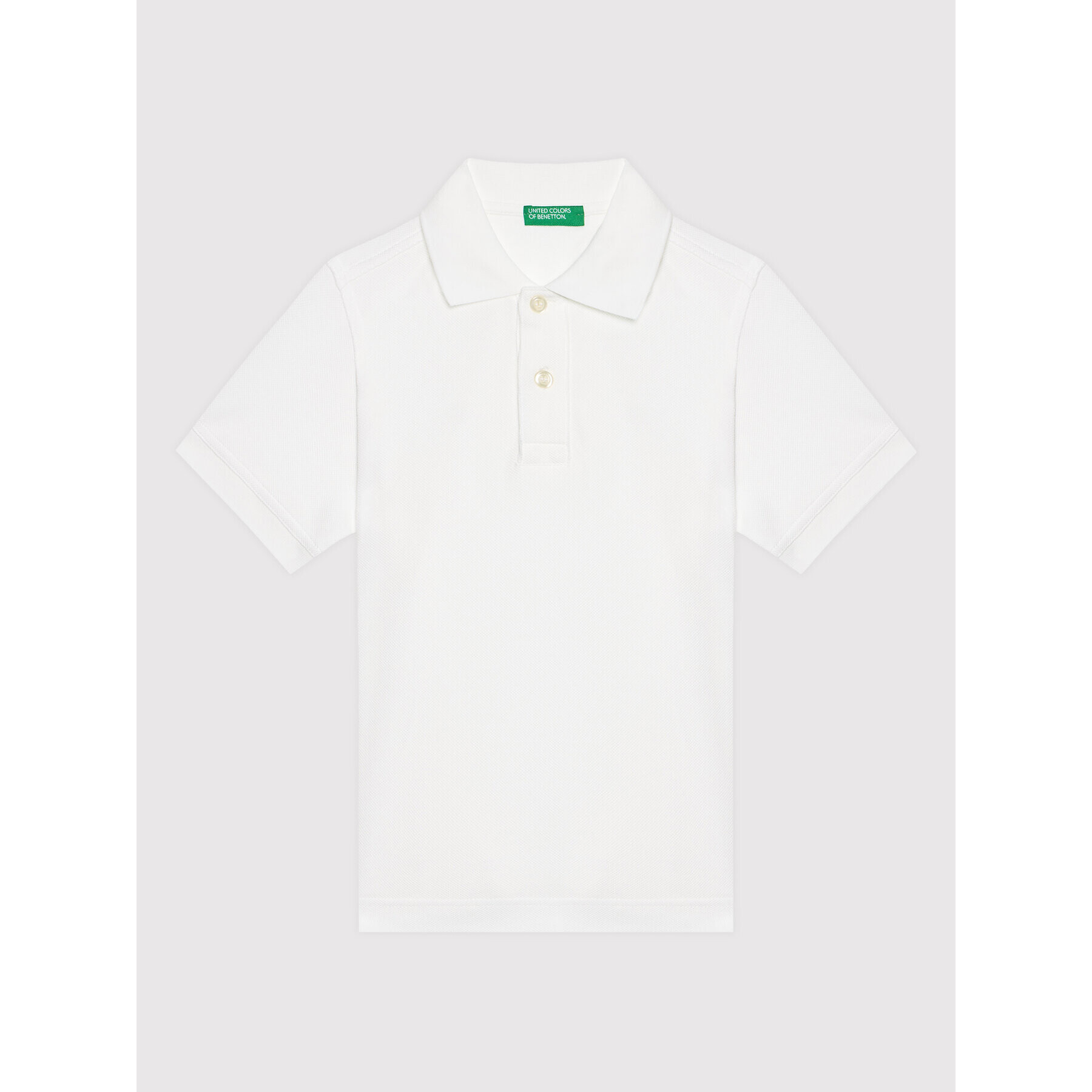 United Colors Of Benetton Тениска с яка и копчета 3089C3091 Бял Regular Fit - Pepit.bg