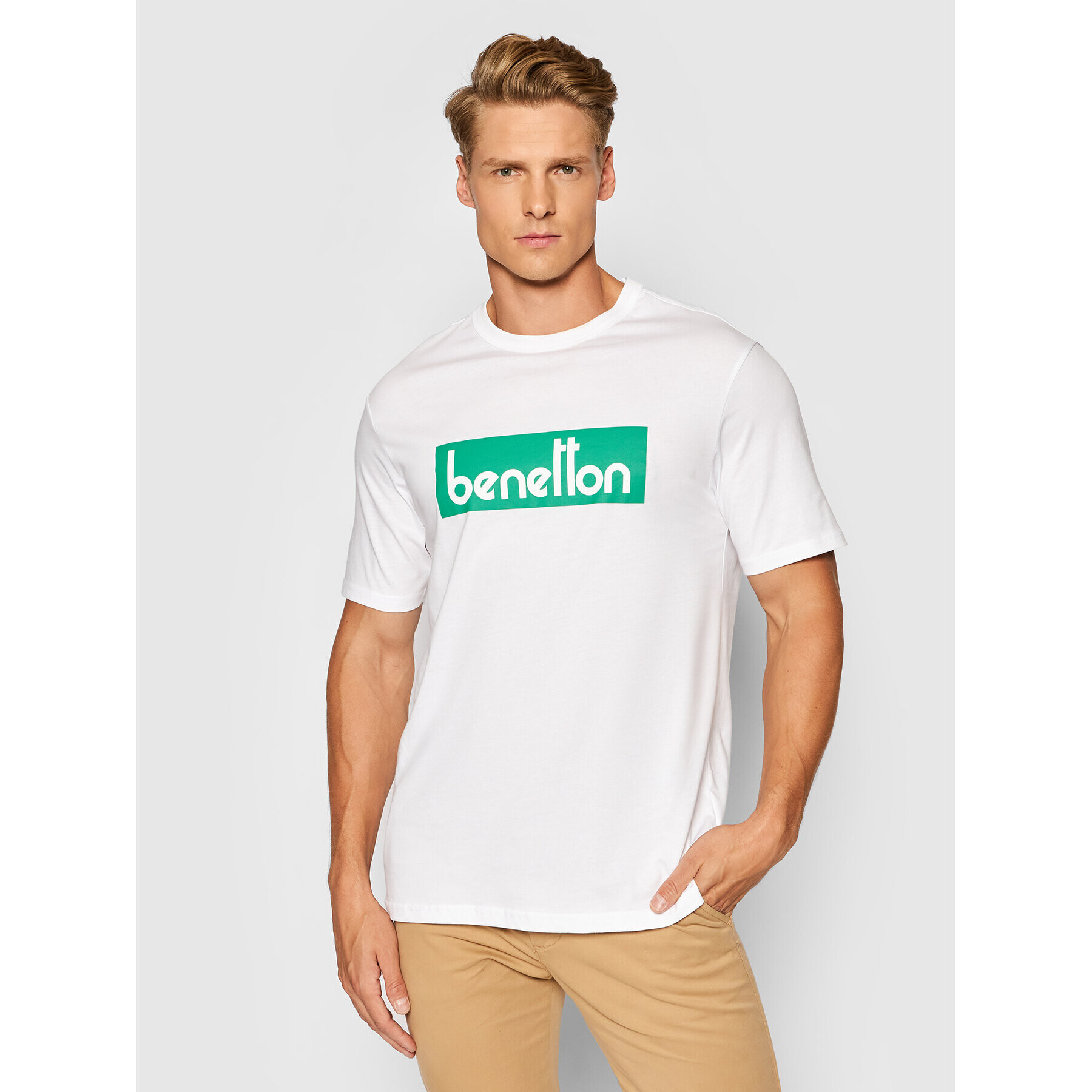 United Colors Of Benetton Тишърт 3096J17H6 Бял Regular Fit - Pepit.bg