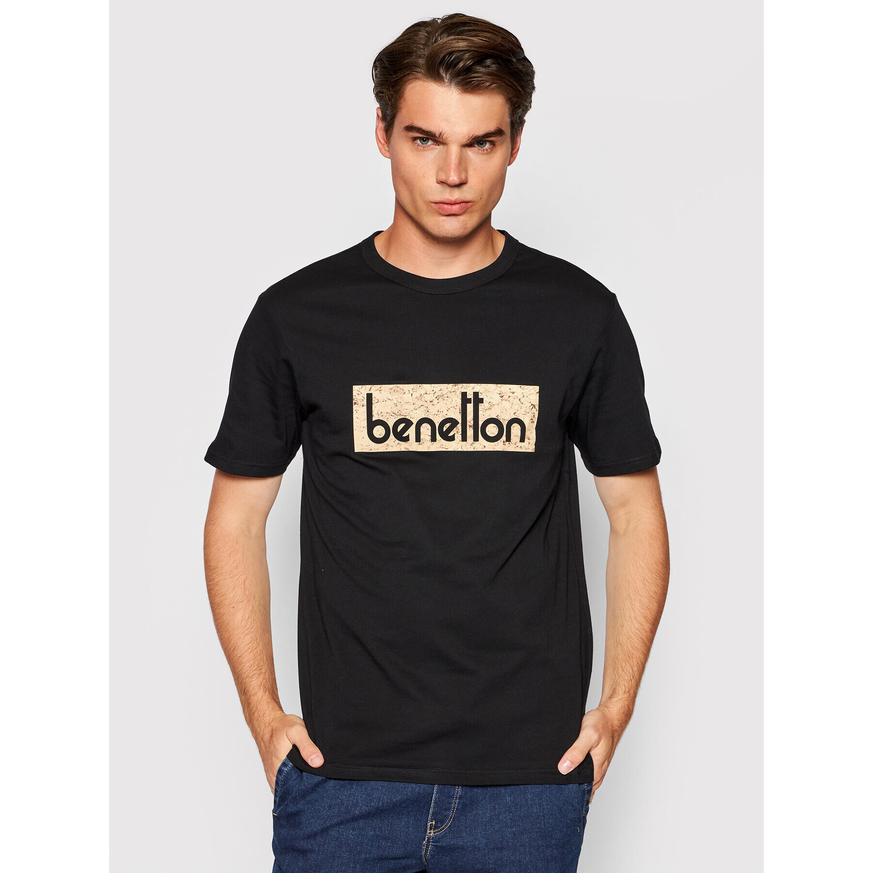 United Colors Of Benetton Тишърт 3096J17H6 Черен Regular Fit - Pepit.bg