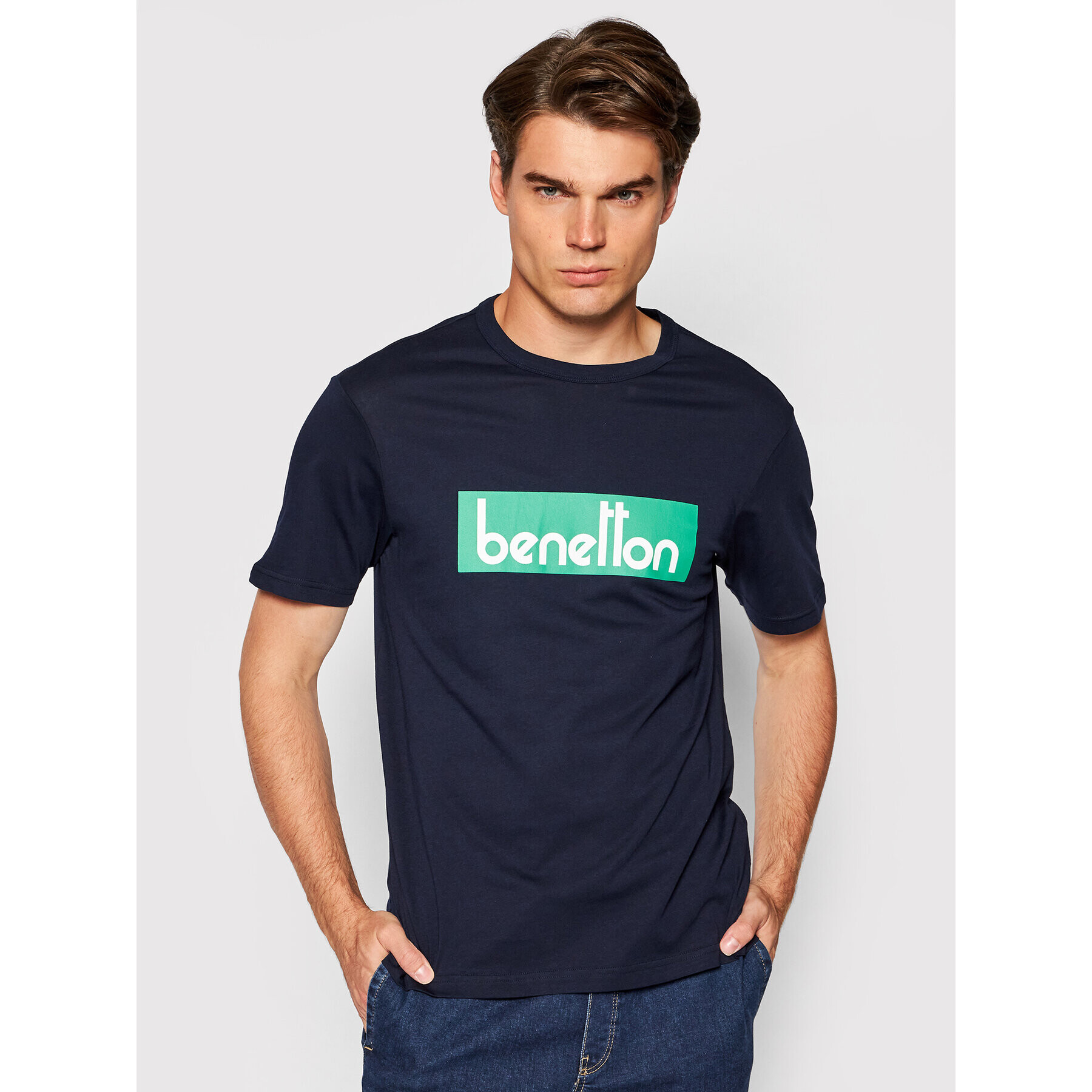 United Colors Of Benetton Тишърт 3096J17H6 Тъмносин Regular Fit - Pepit.bg