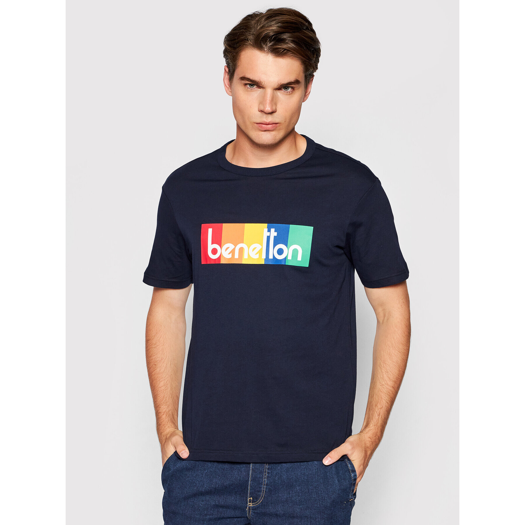 United Colors Of Benetton Тишърт 3096J17H6 Тъмносин Regular Fit - Pepit.bg