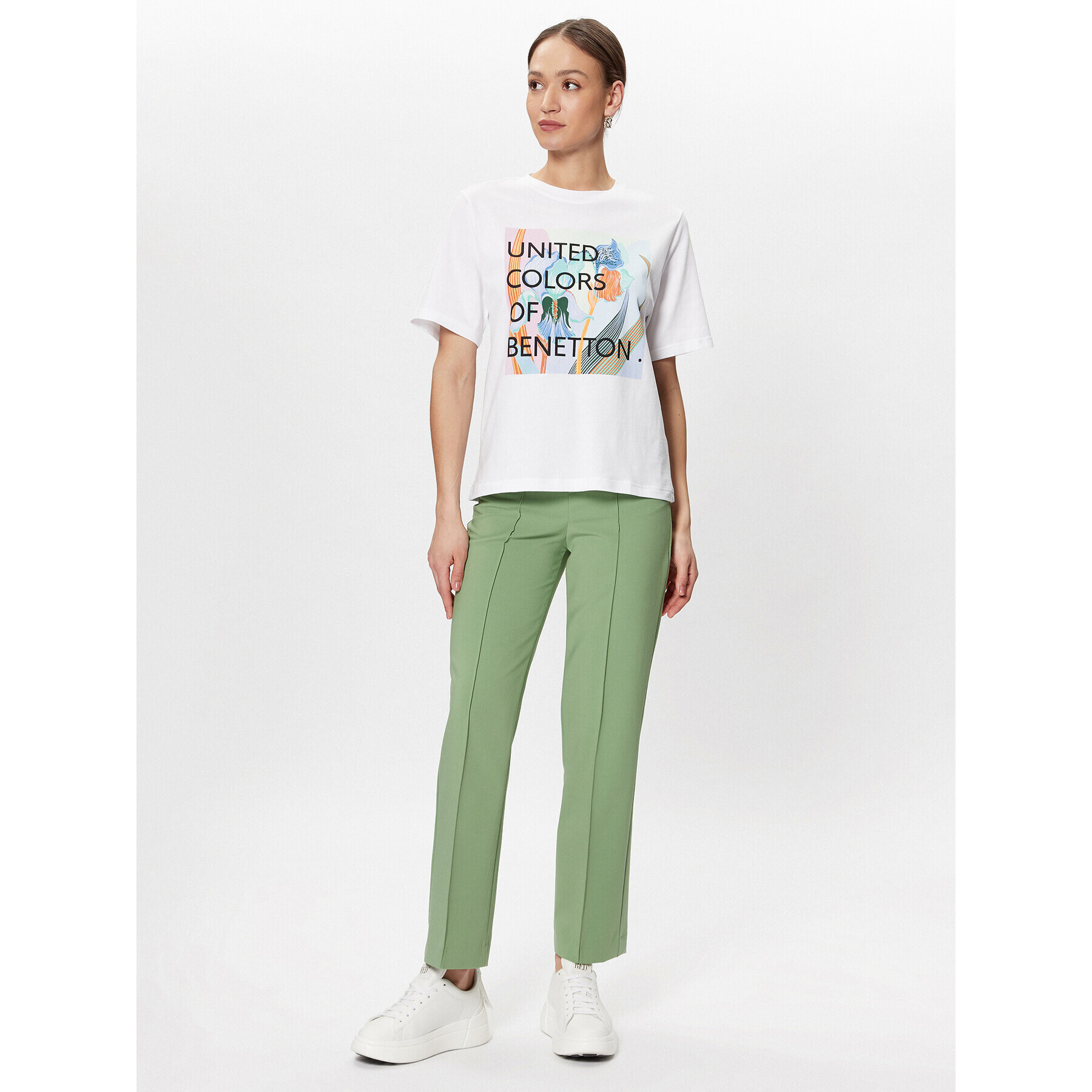 United Colors Of Benetton Тишърт 3BL0D103K Бял Relaxed Fit - Pepit.bg