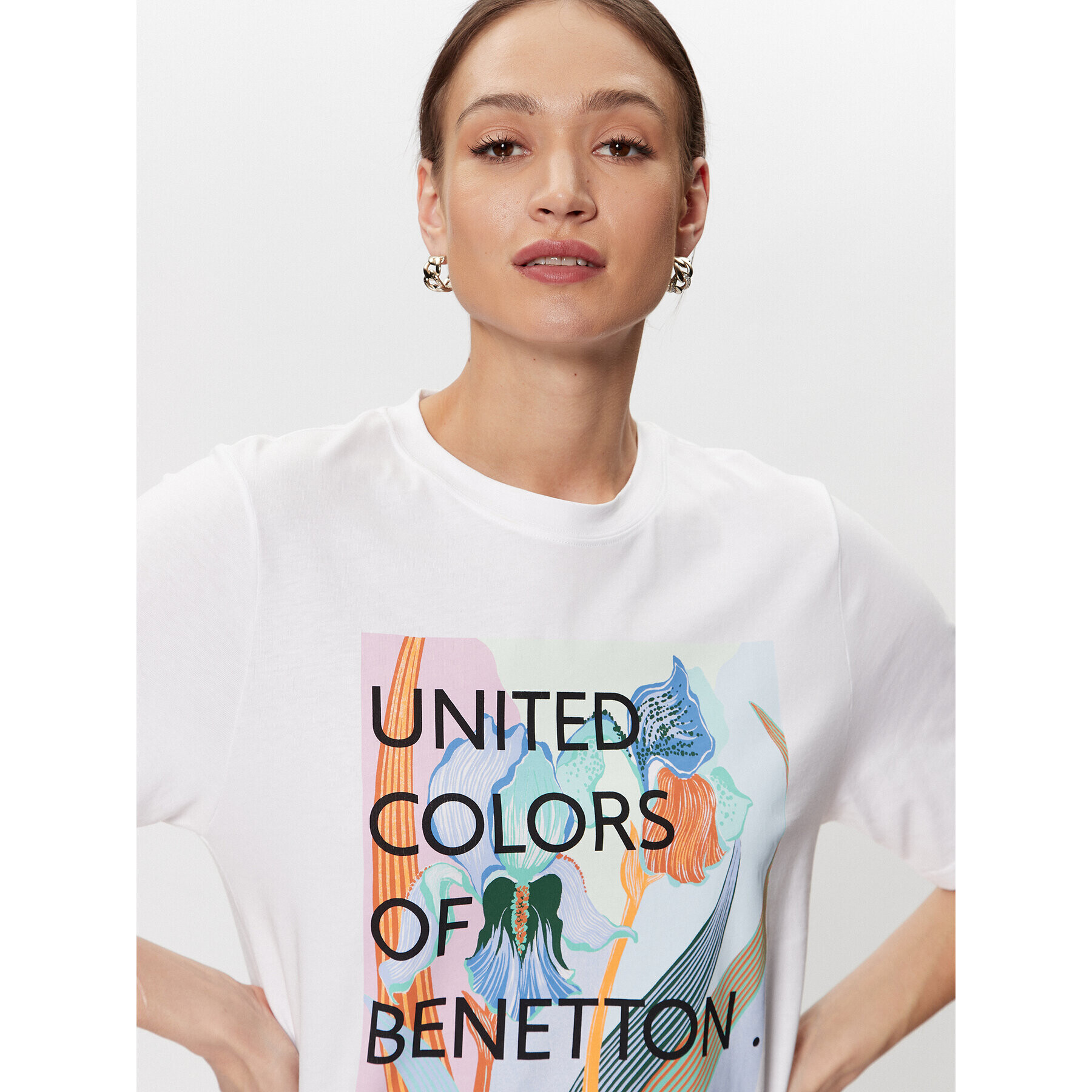 United Colors Of Benetton Тишърт 3BL0D103K Бял Relaxed Fit - Pepit.bg