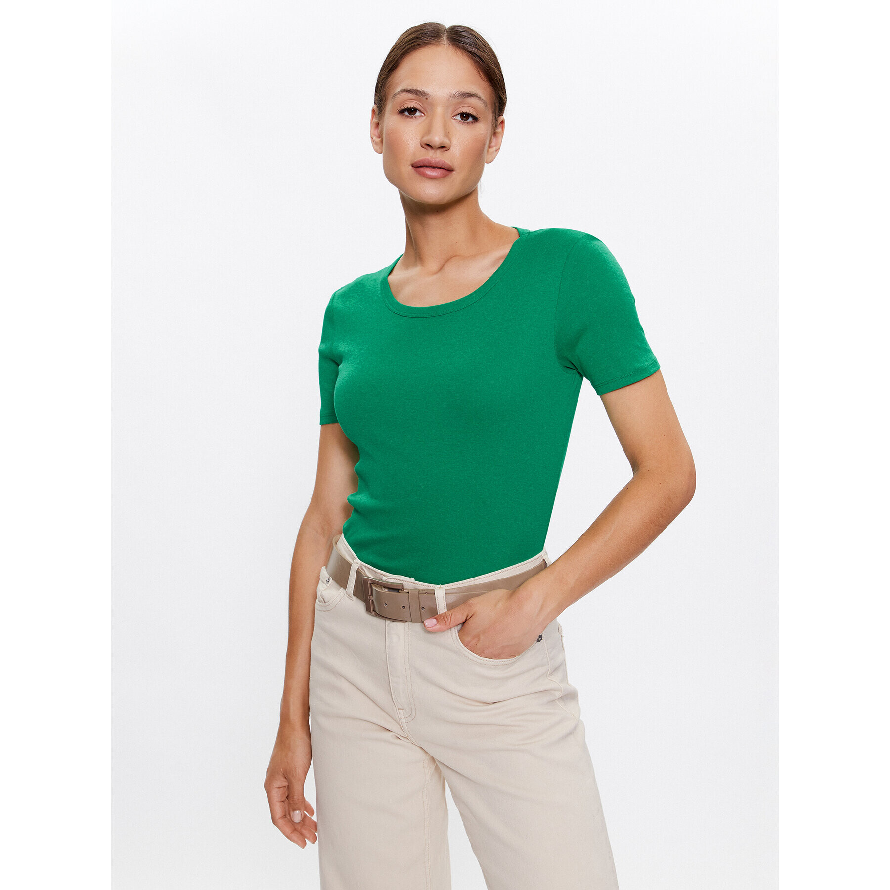 United Colors Of Benetton Тишърт 3GA2E16A0 Зелен Regular Fit - Pepit.bg