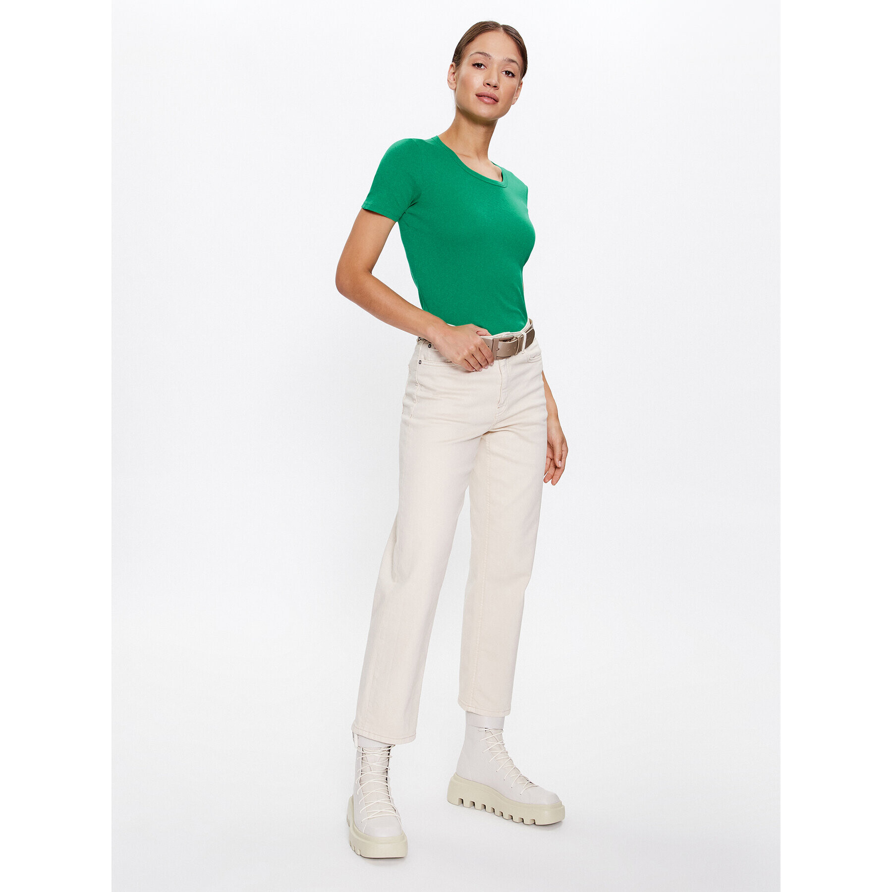 United Colors Of Benetton Тишърт 3GA2E16A0 Зелен Regular Fit - Pepit.bg