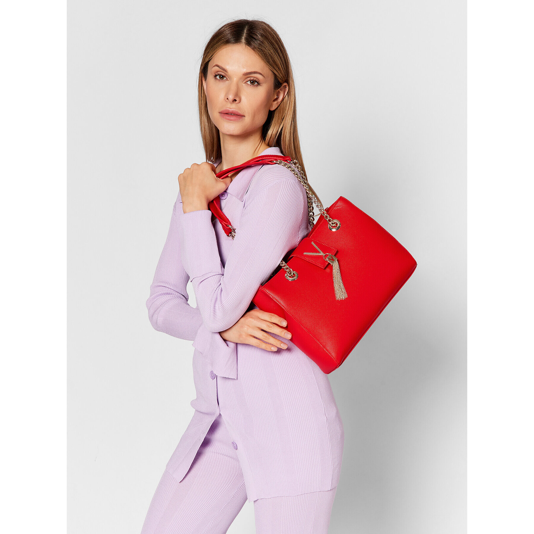 Valentino Дамска чанта Divina VBS1R406G Червен - Pepit.bg