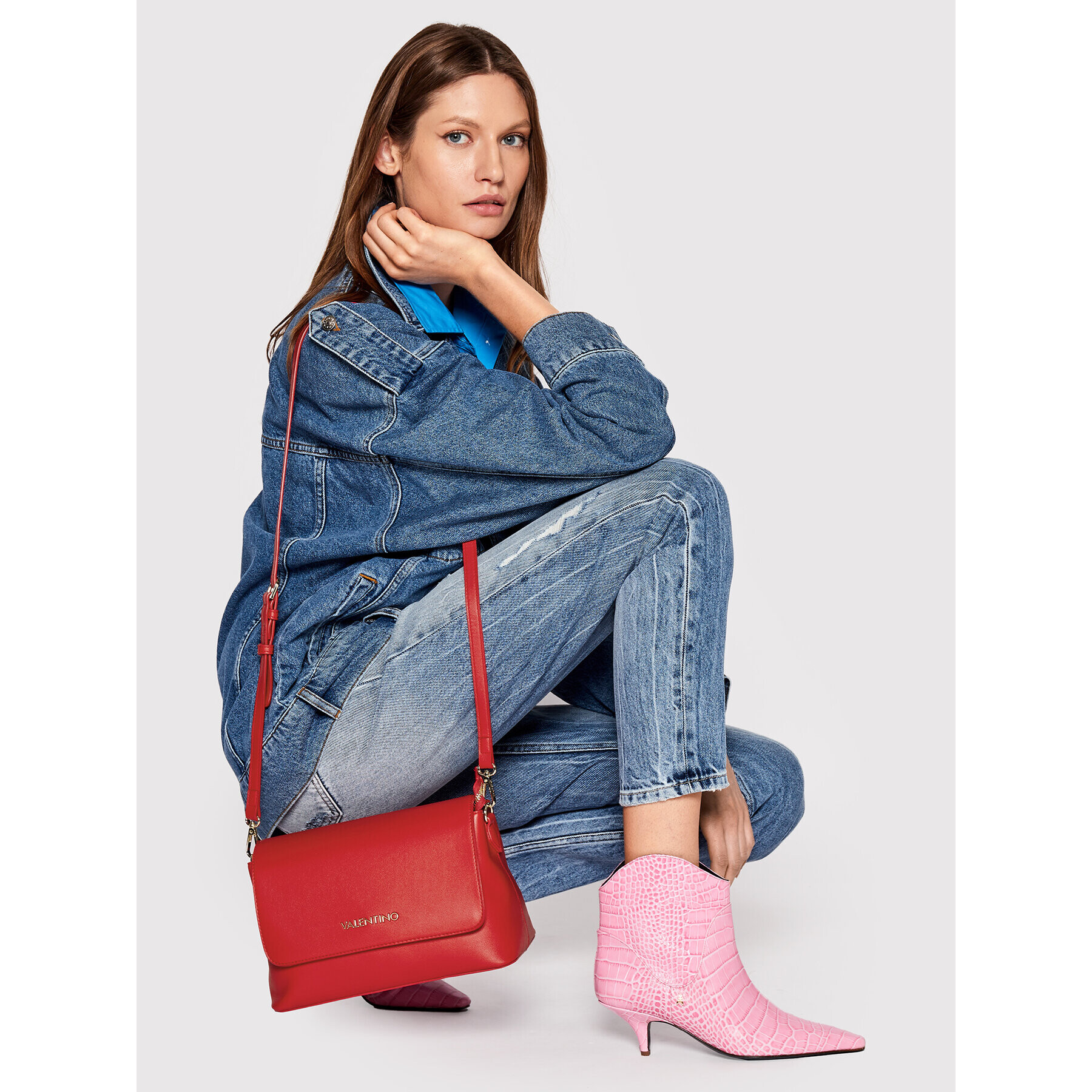 Valentino Дамска чанта Olive VBS5JM03 Червен - Pepit.bg
