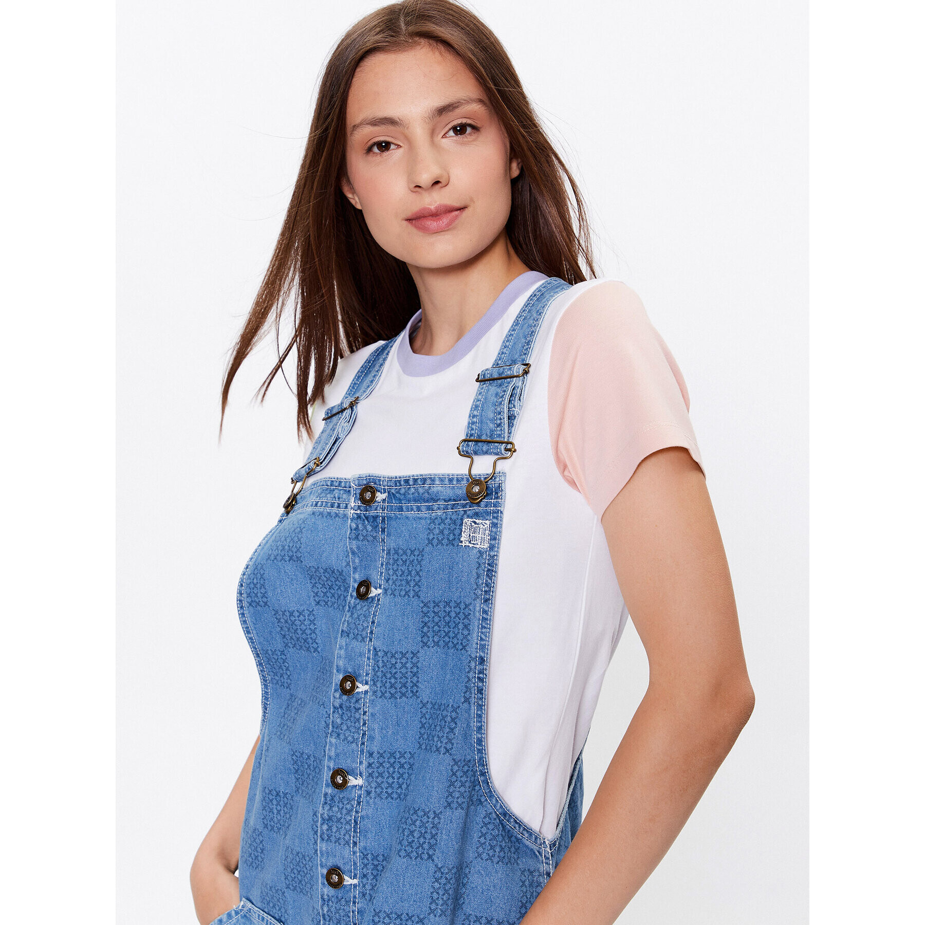 Vans Дънкова рокля Mended Check Denim Pinafore VN00075R Сив Regular Fit - Pepit.bg