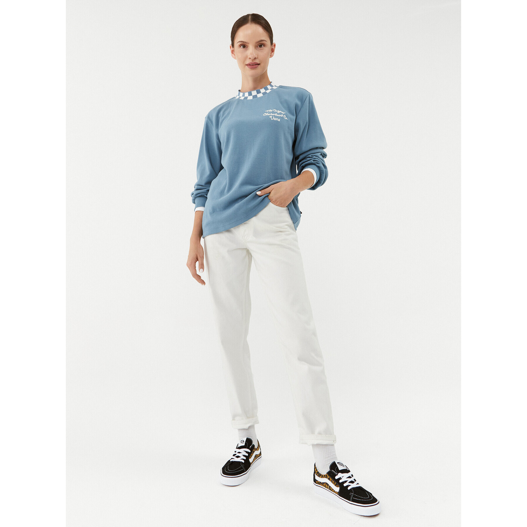 Vans Пуловер Happy Elbows VN000ADW Син Regular Fit - Pepit.bg