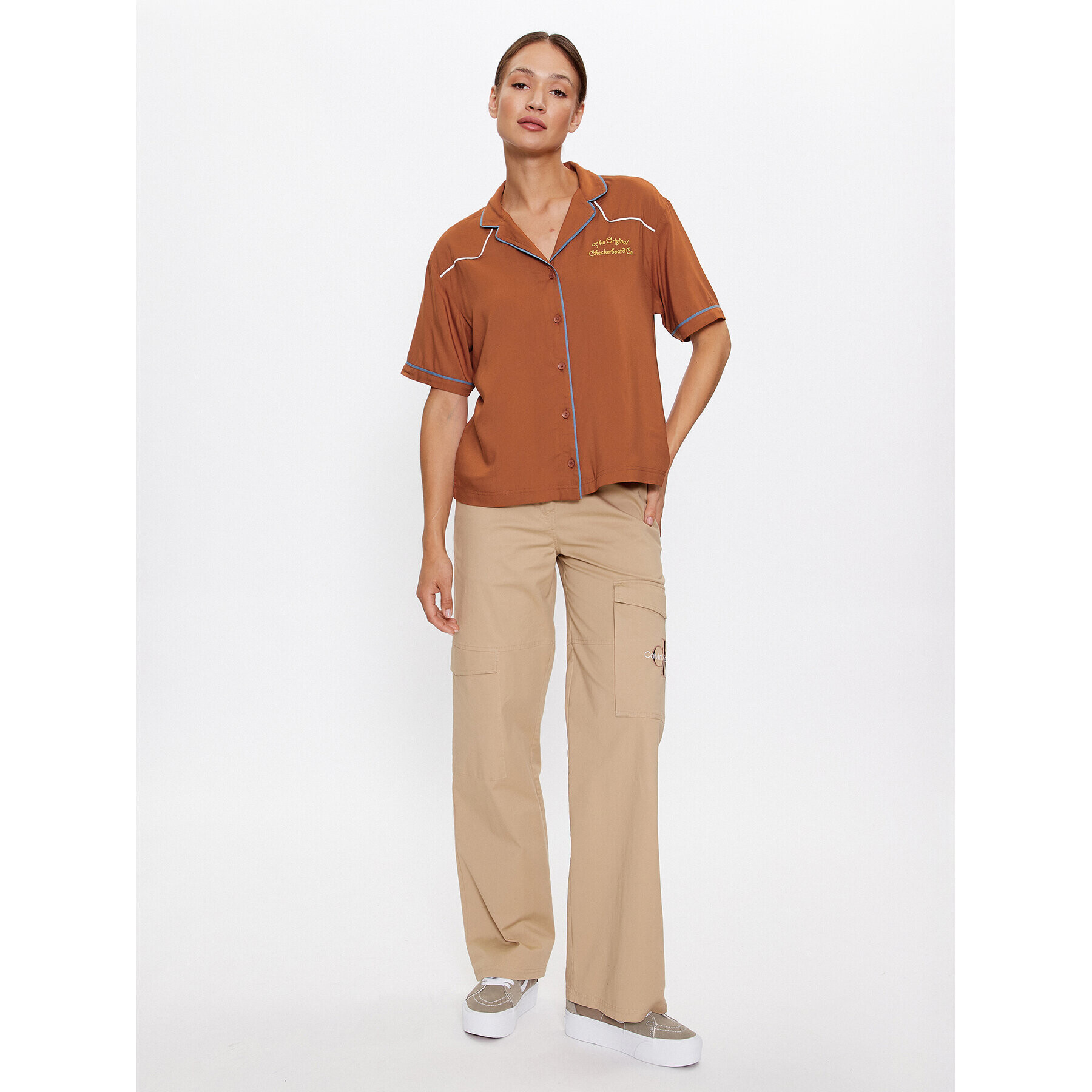 Vans Риза Dusk Downer Ss Top VN00076C Кафяв Relaxed Fit - Pepit.bg