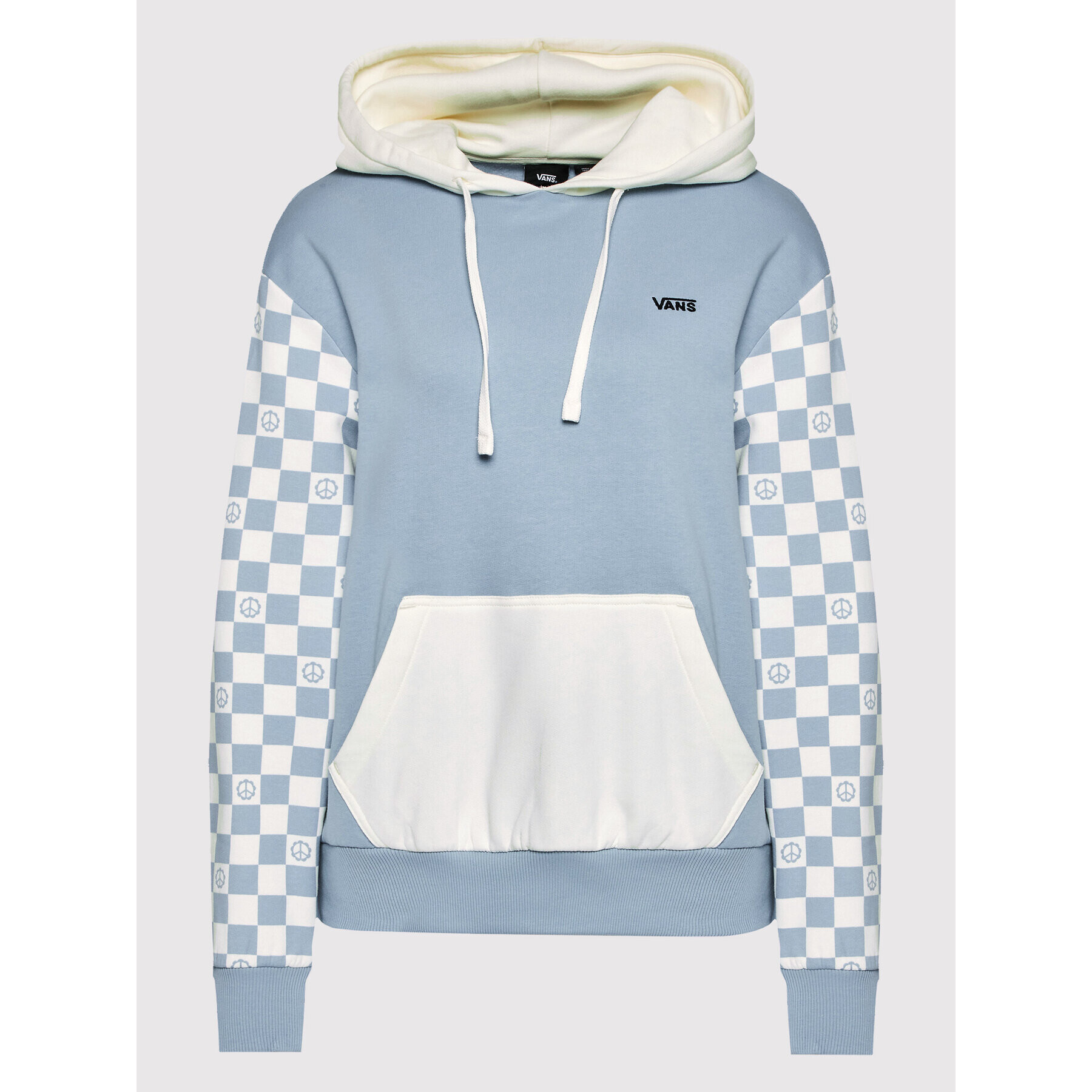 Vans Суитшърт Peace Checkerboard Blocked VN0A7YYB Син Relaxed Fit - Pepit.bg