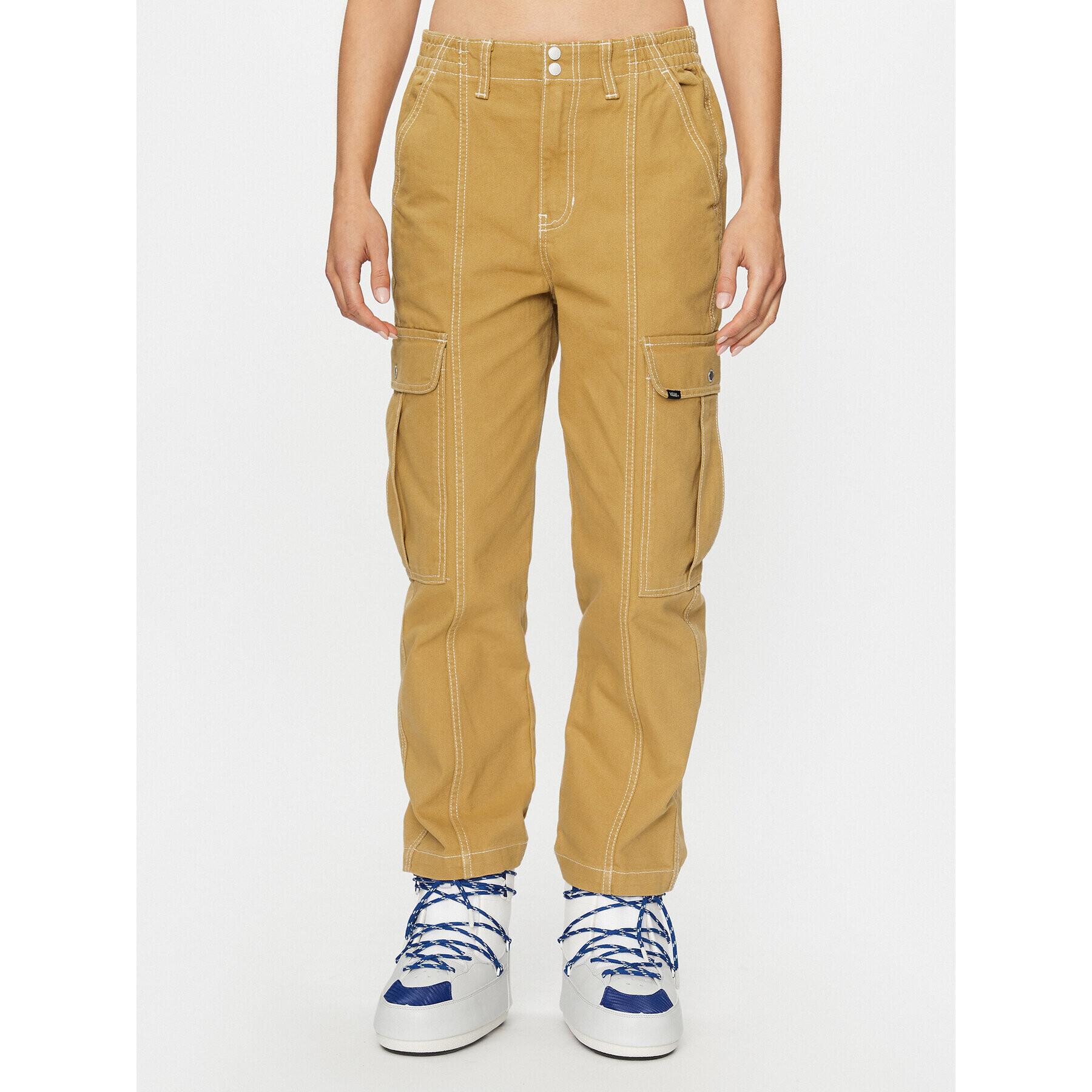 Vans Текстилни панталони Sidewalk Pant VN000GWNBYA1 Бежов Loose Fit - Pepit.bg